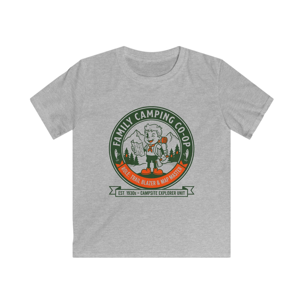Family Camping Coop — Trail Blazer & Map Master Matching Kids T-Shirt