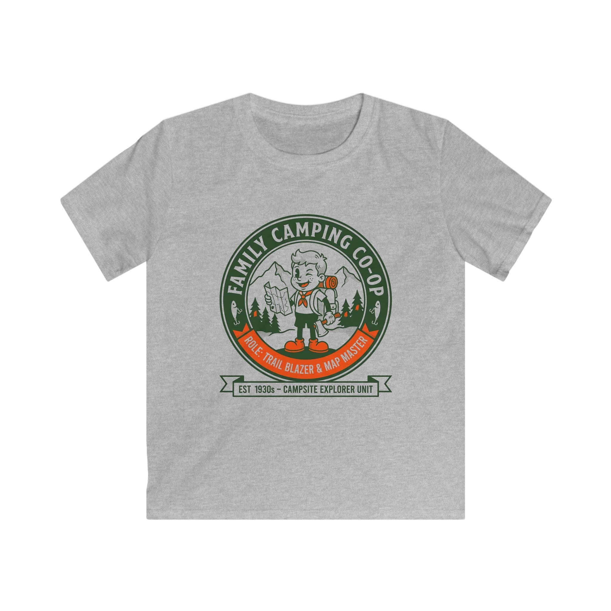 Family Camping Coop — Trail Blazer & Map Master Matching Kids T-Shirt