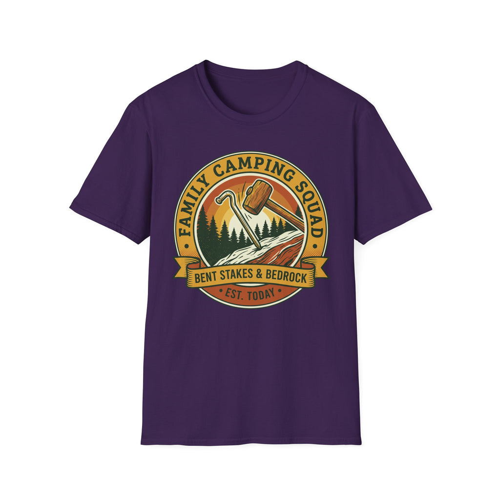 Family Camping Squad — Bent Stakes & Bedrock T-Shirt
