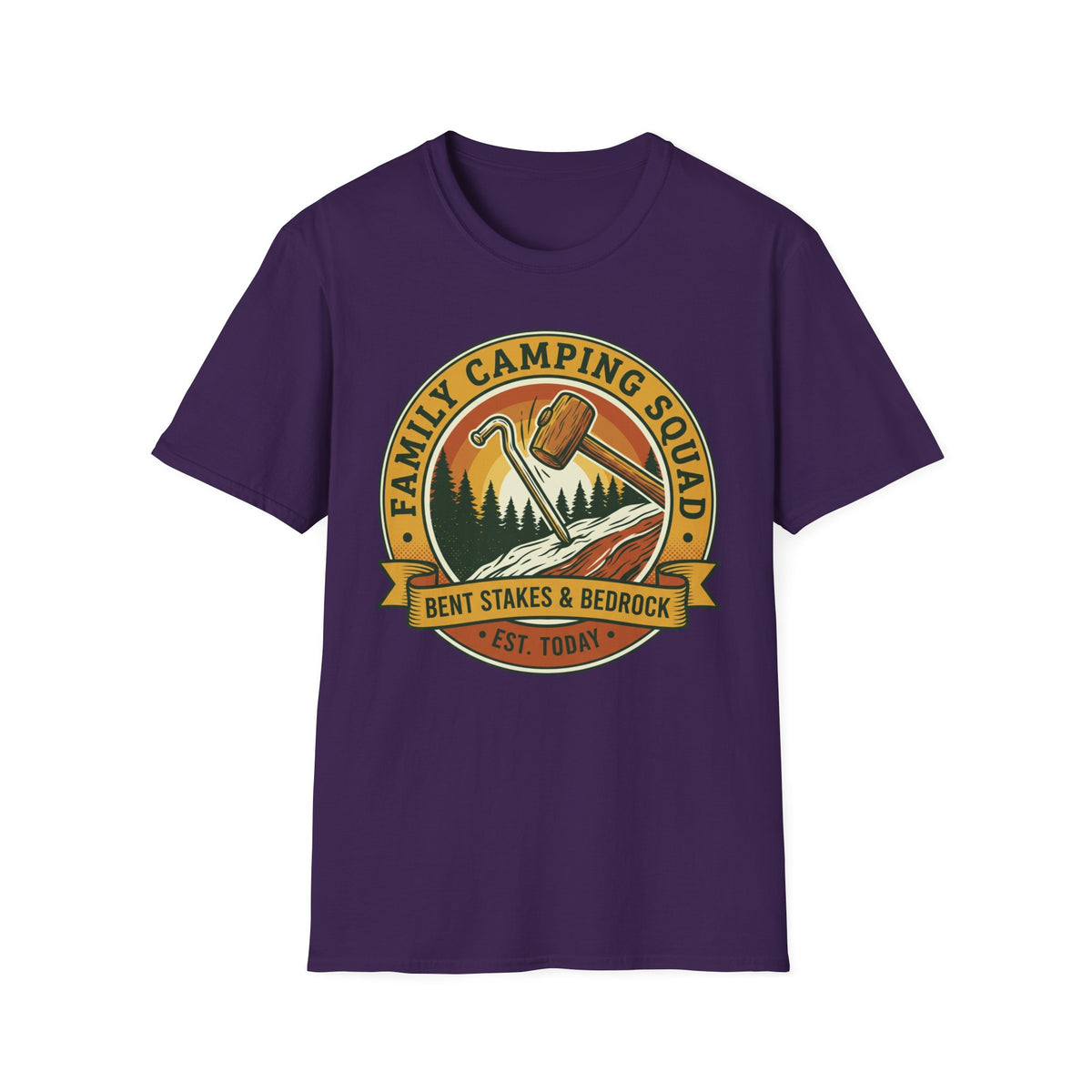Family Camping Squad — Bent Stakes & Bedrock T-Shirt