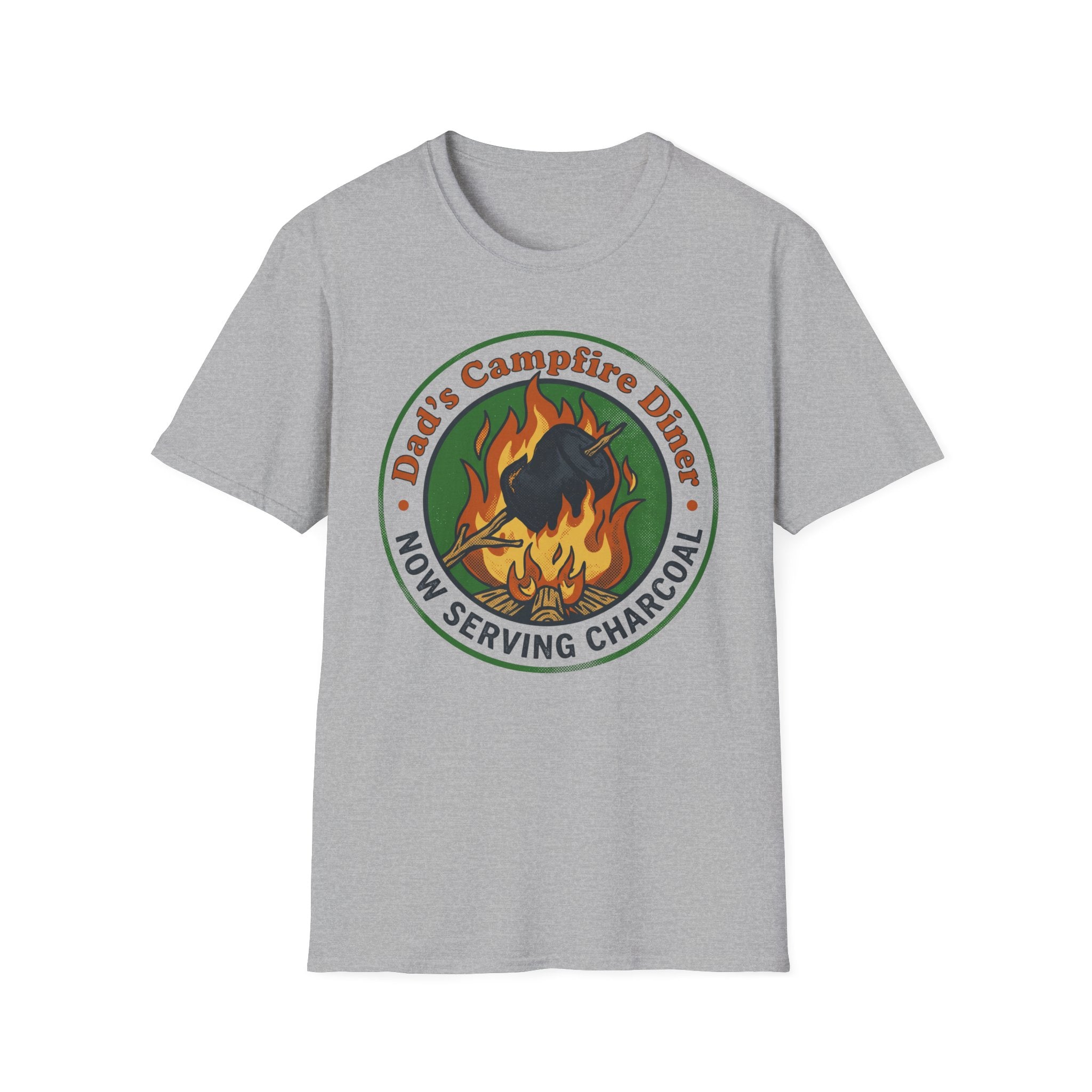 Dad's Campfire Diner — Now Serving Charcoal T-Shirt