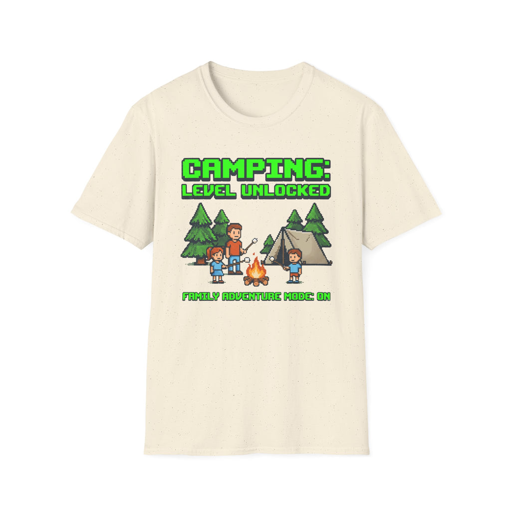 Camping — Level Unlocked Family Adventure Mode On 8-Bit T-Shirt