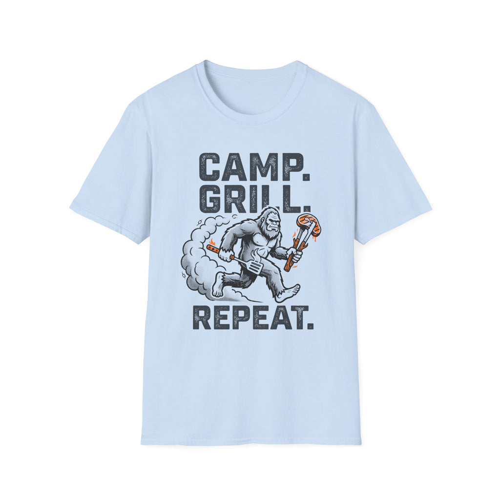 Camp, Grill, Repeat — With Bigfoot T-Shirt