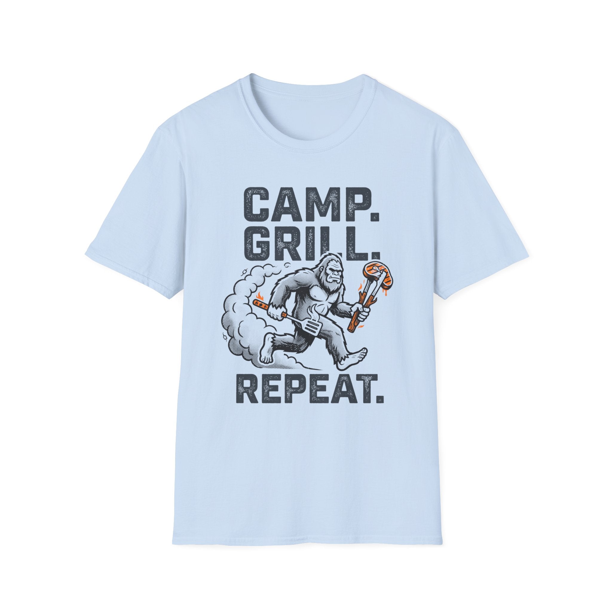 Camp, Grill, Repeat — With Bigfoot T-Shirt