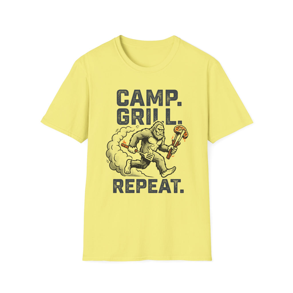 Camp, Grill, Repeat — With Bigfoot T-Shirt