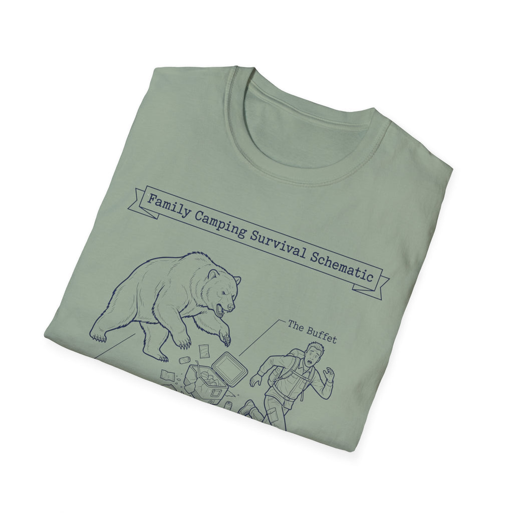 Family Camping Survival Schematic With The Bear T-Shirt
