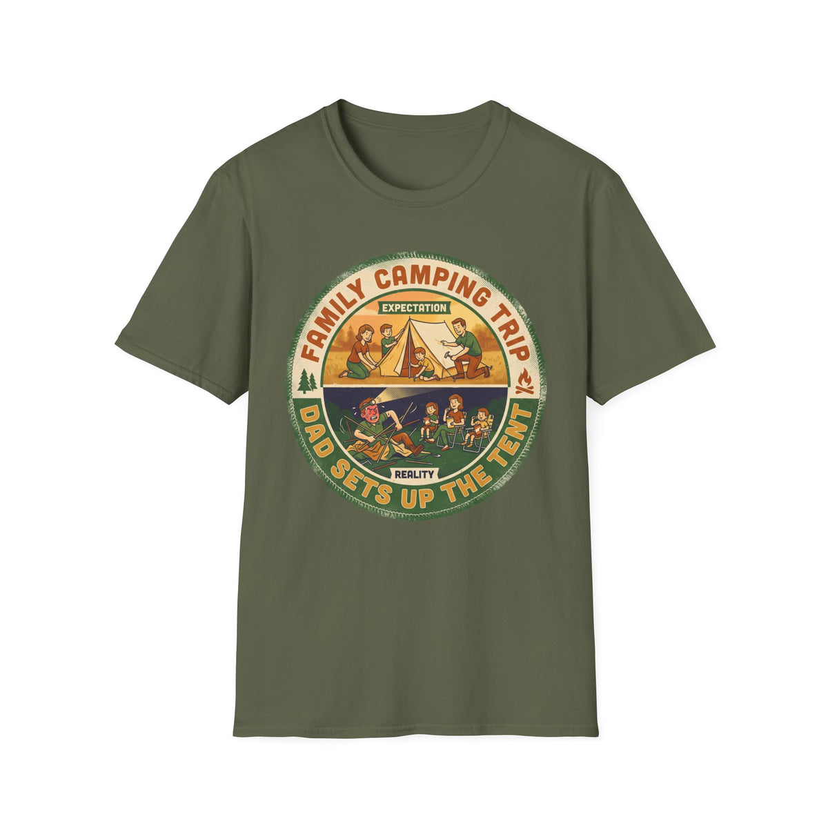 Family Camping Trip — Dad Sets Up The Tent T-Shirt
