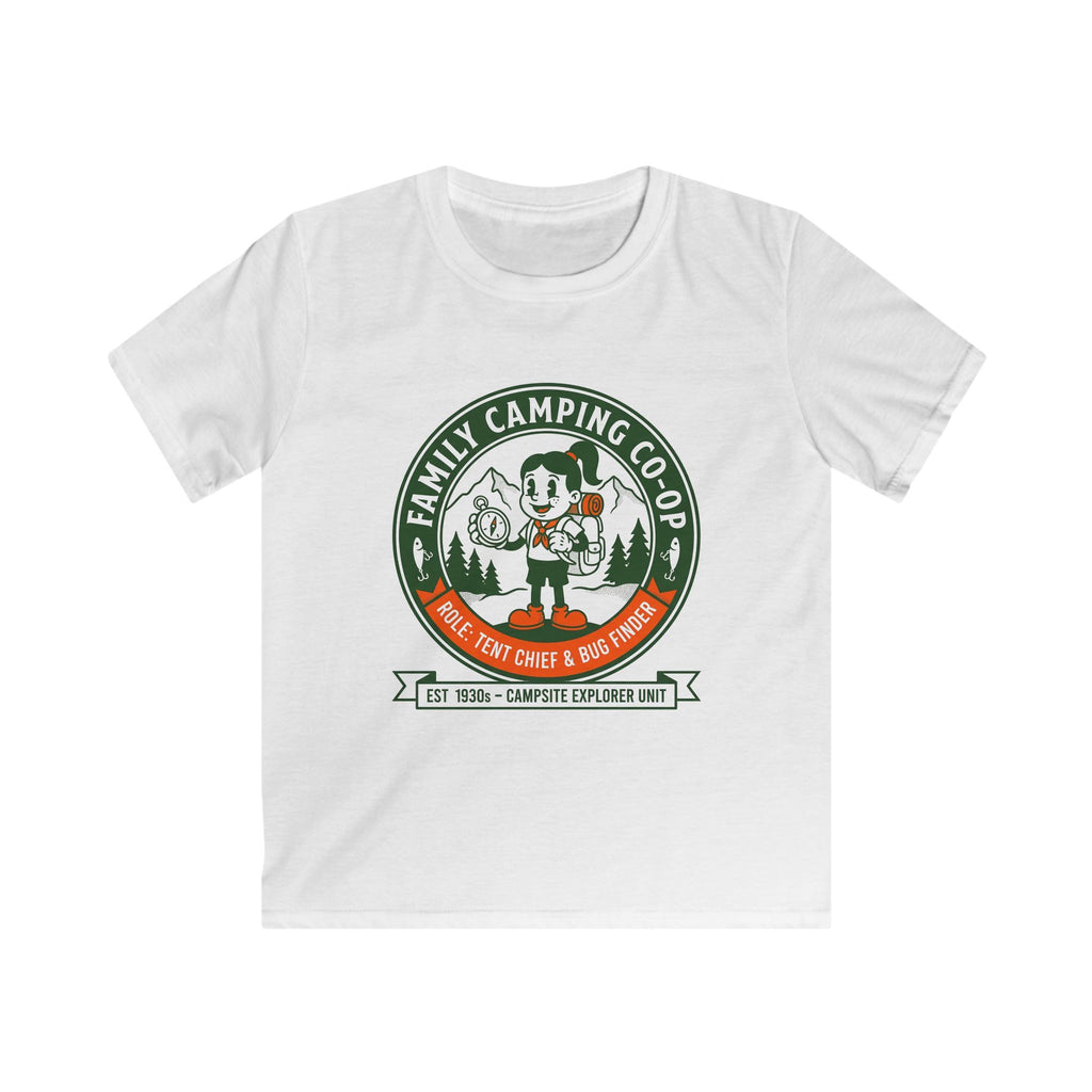 Family Camping Coop — Tent Chief & Bug Finder Matching Kids T-Shirt