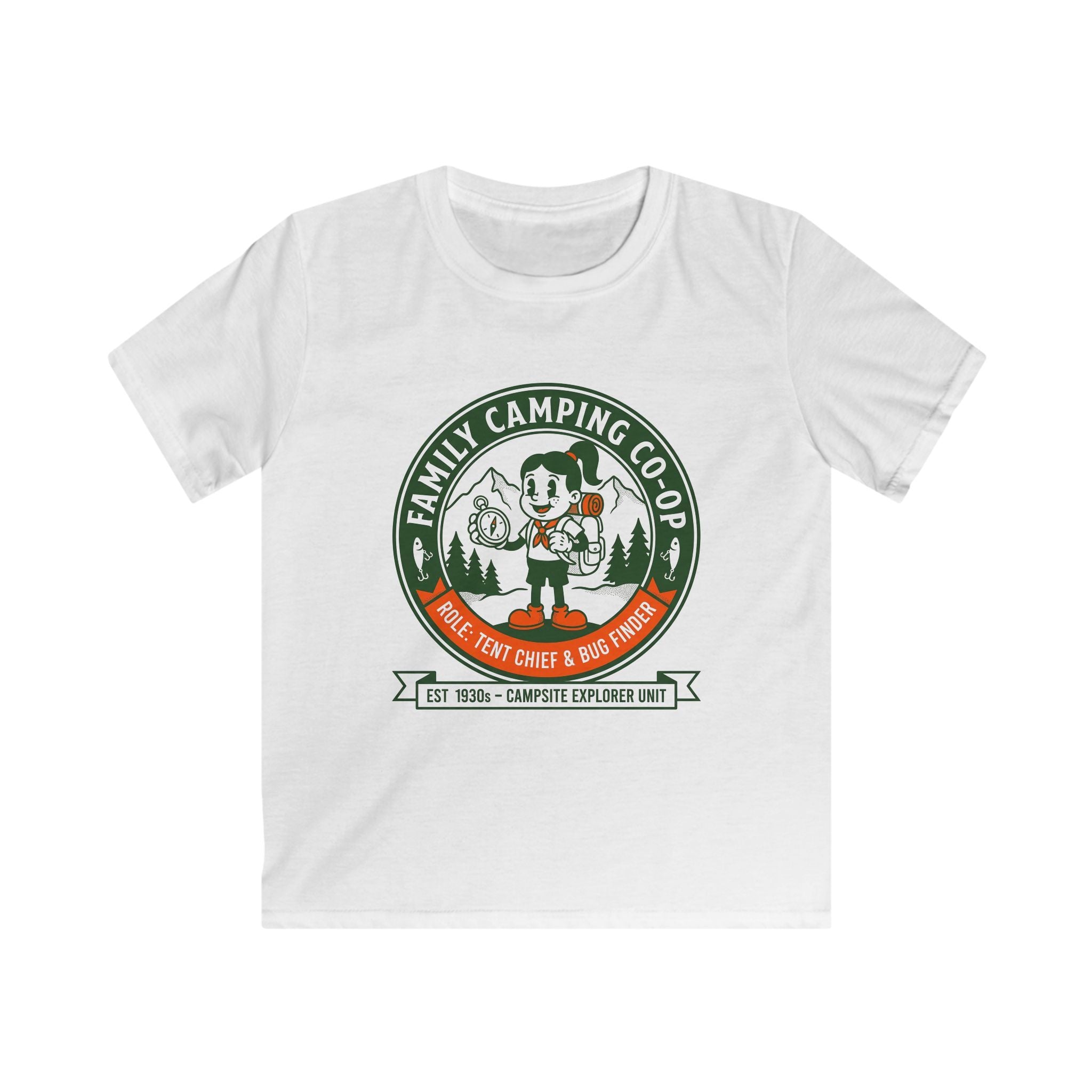 Family Camping Coop — Tent Chief & Bug Finder Matching Kids T-Shirt