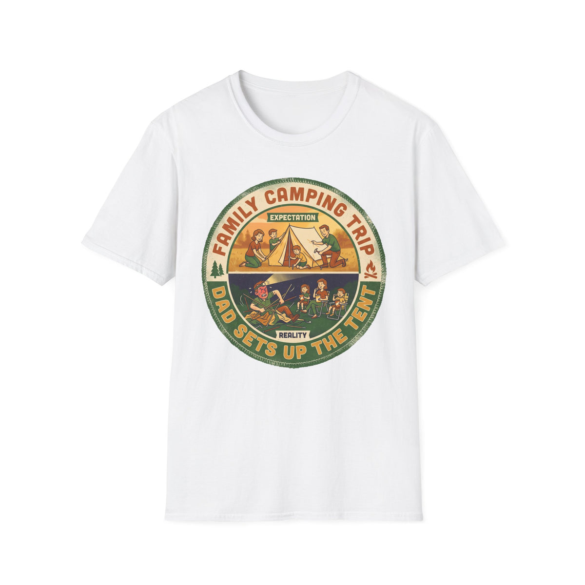 Family Camping Trip — Dad Sets Up The Tent T-Shirt