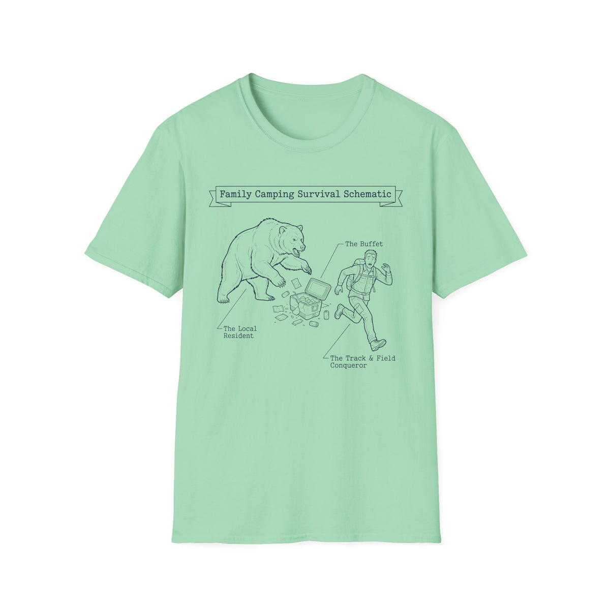 Family Camping Survival Schematic With The Bear T-Shirt