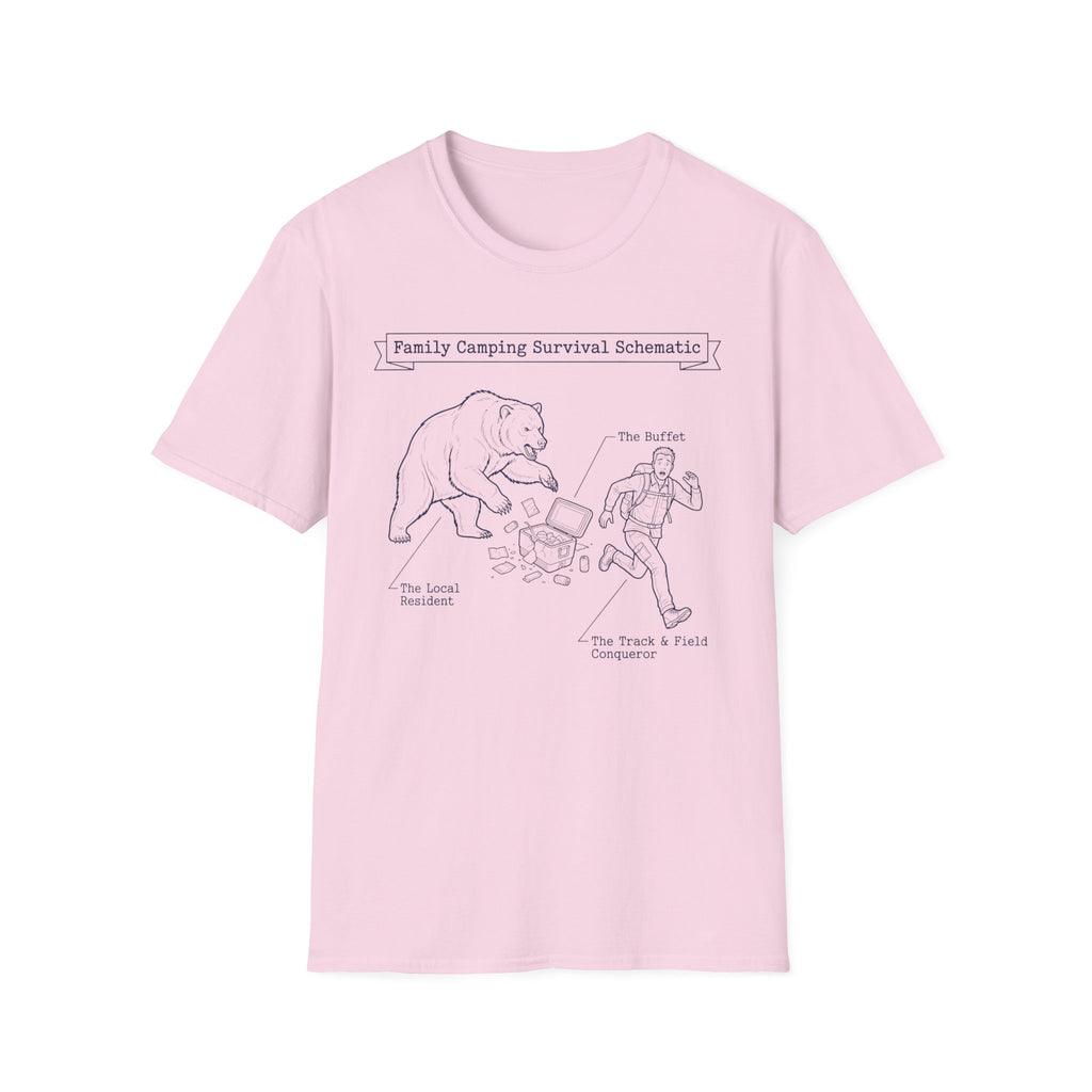 Family Camping Survival Schematic With The Bear T-Shirt