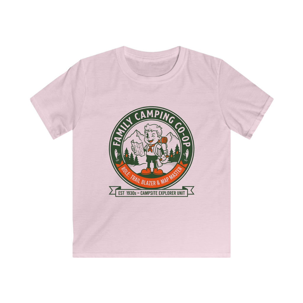 Family Camping Coop — Trail Blazer & Map Master Matching Kids T-Shirt