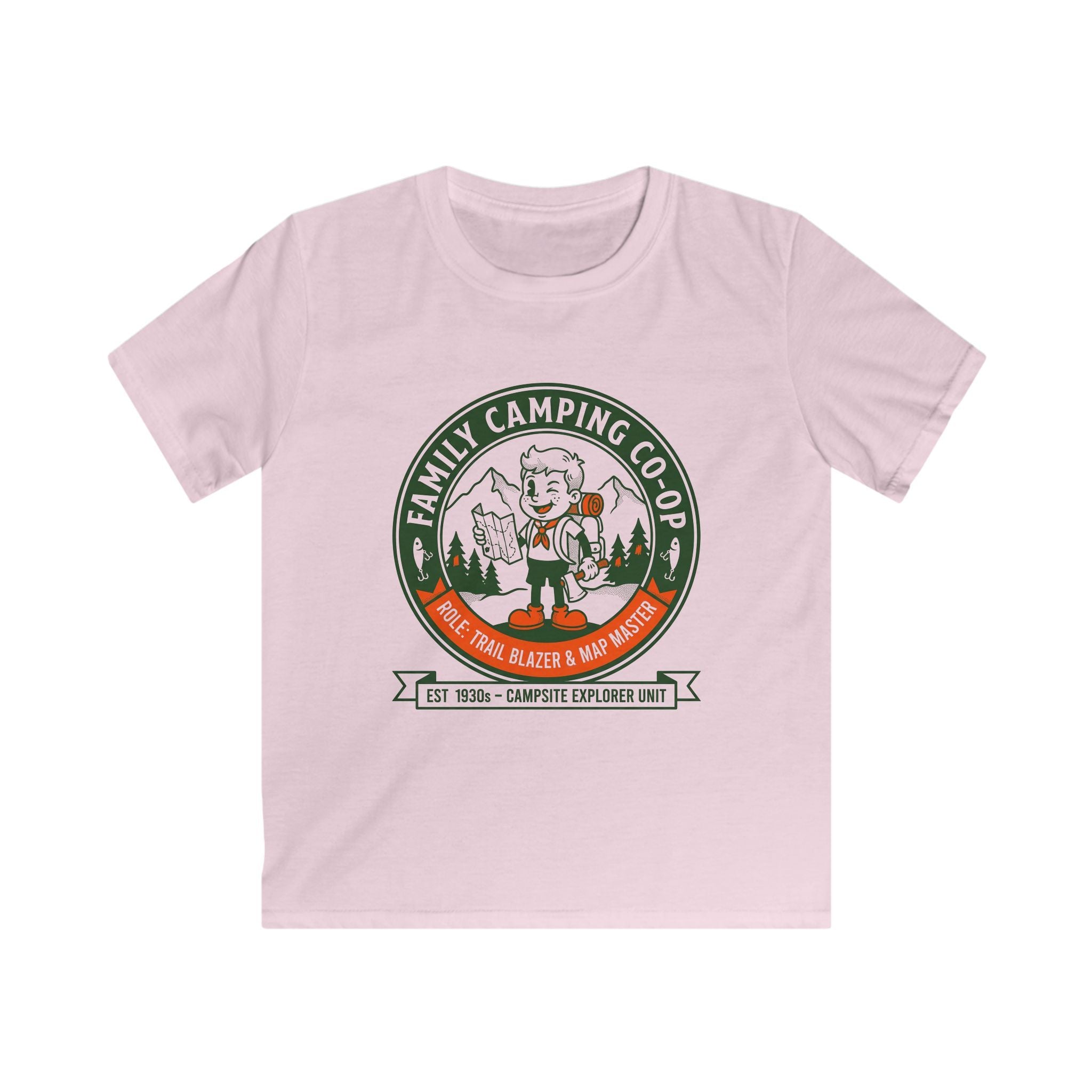 Family Camping Coop — Trail Blazer & Map Master Matching Kids T-Shirt