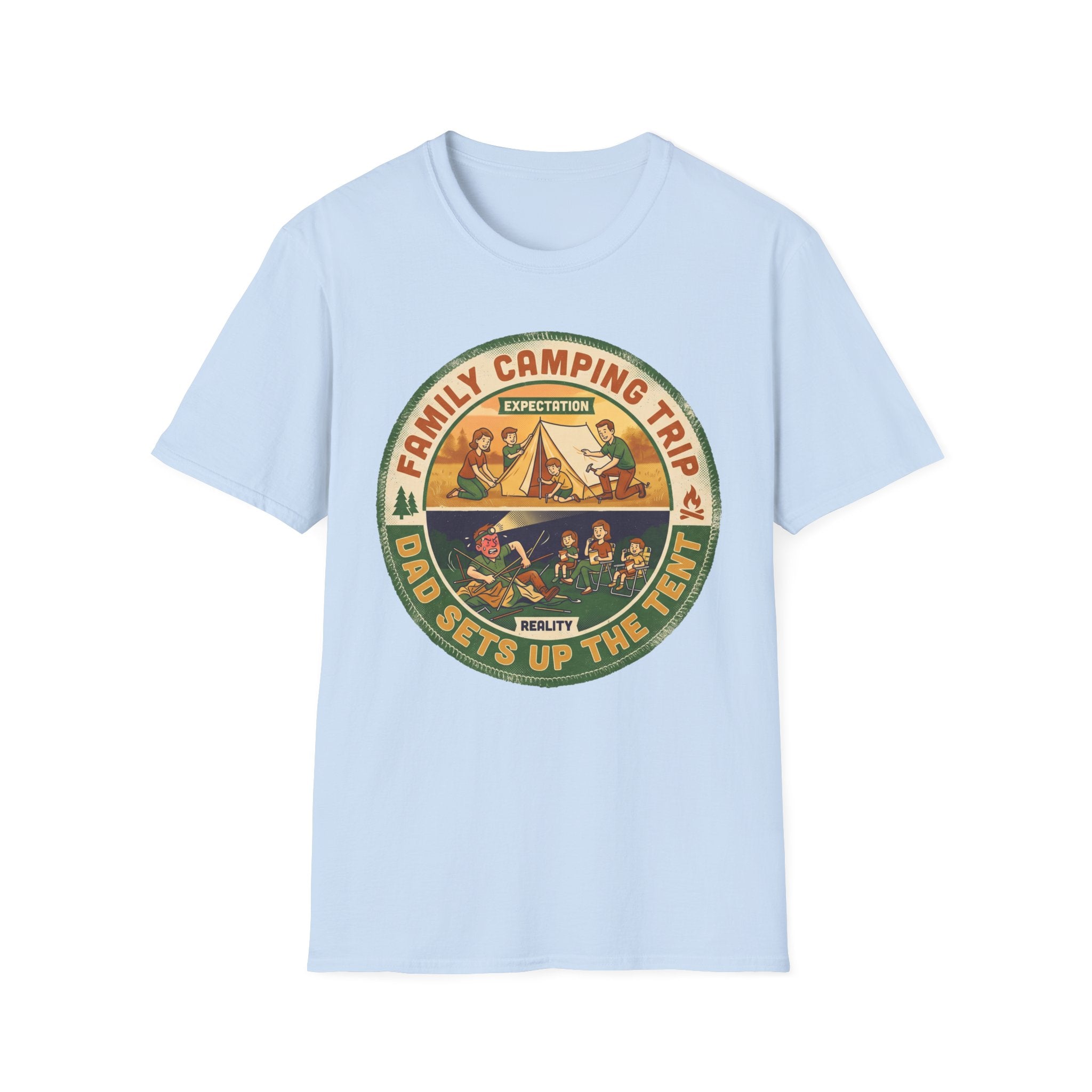 Family Camping Trip — Dad Sets Up The Tent T-Shirt