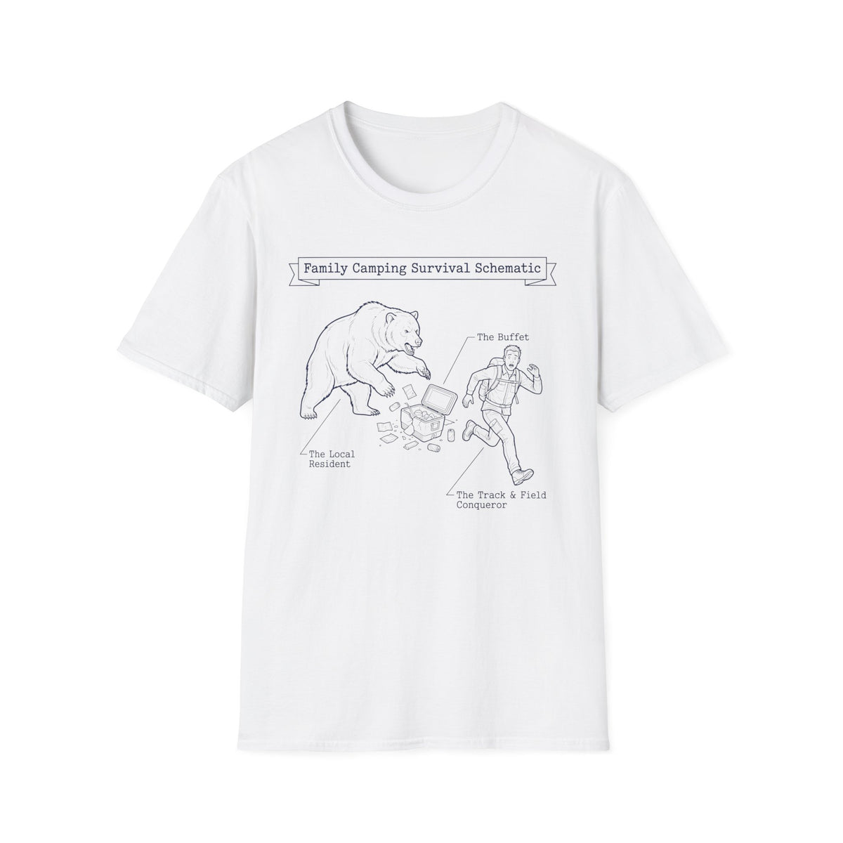 Family Camping Survival Schematic With The Bear T-Shirt
