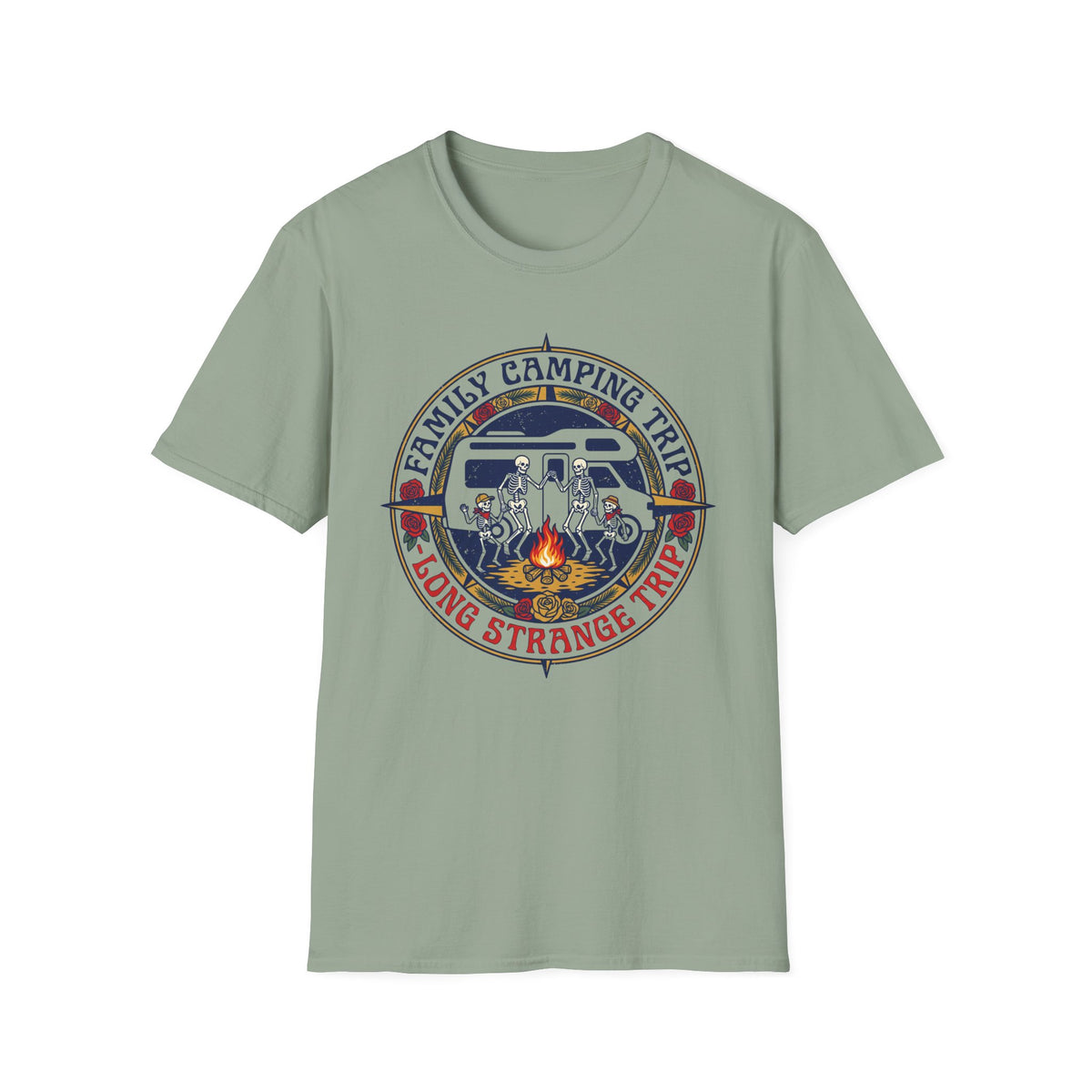 Family Camping Trip — Long Strange Trip With Skeleton T-Shirt