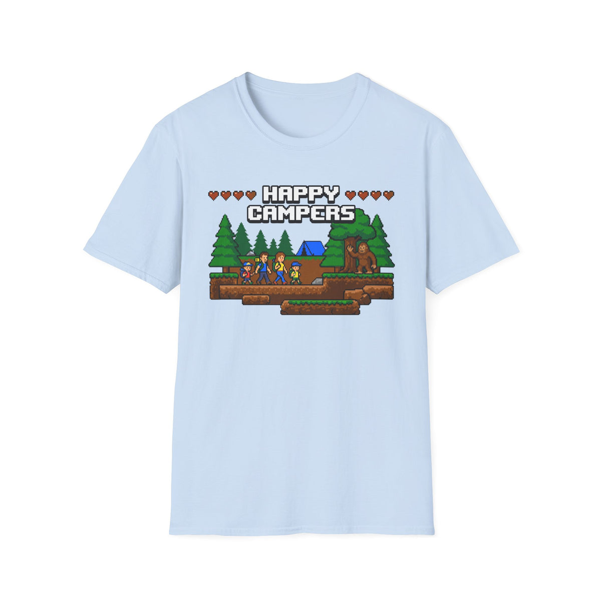 Happy Campers With Bigfoot Matching 8-Bit T-Shirt