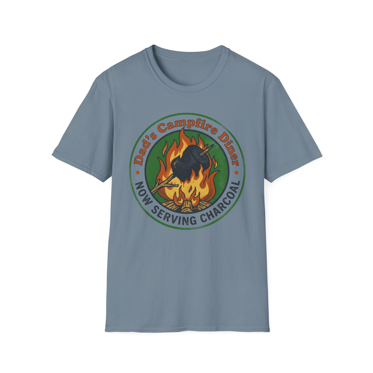 Dad's Campfire Diner — Now Serving Charcoal T-Shirt