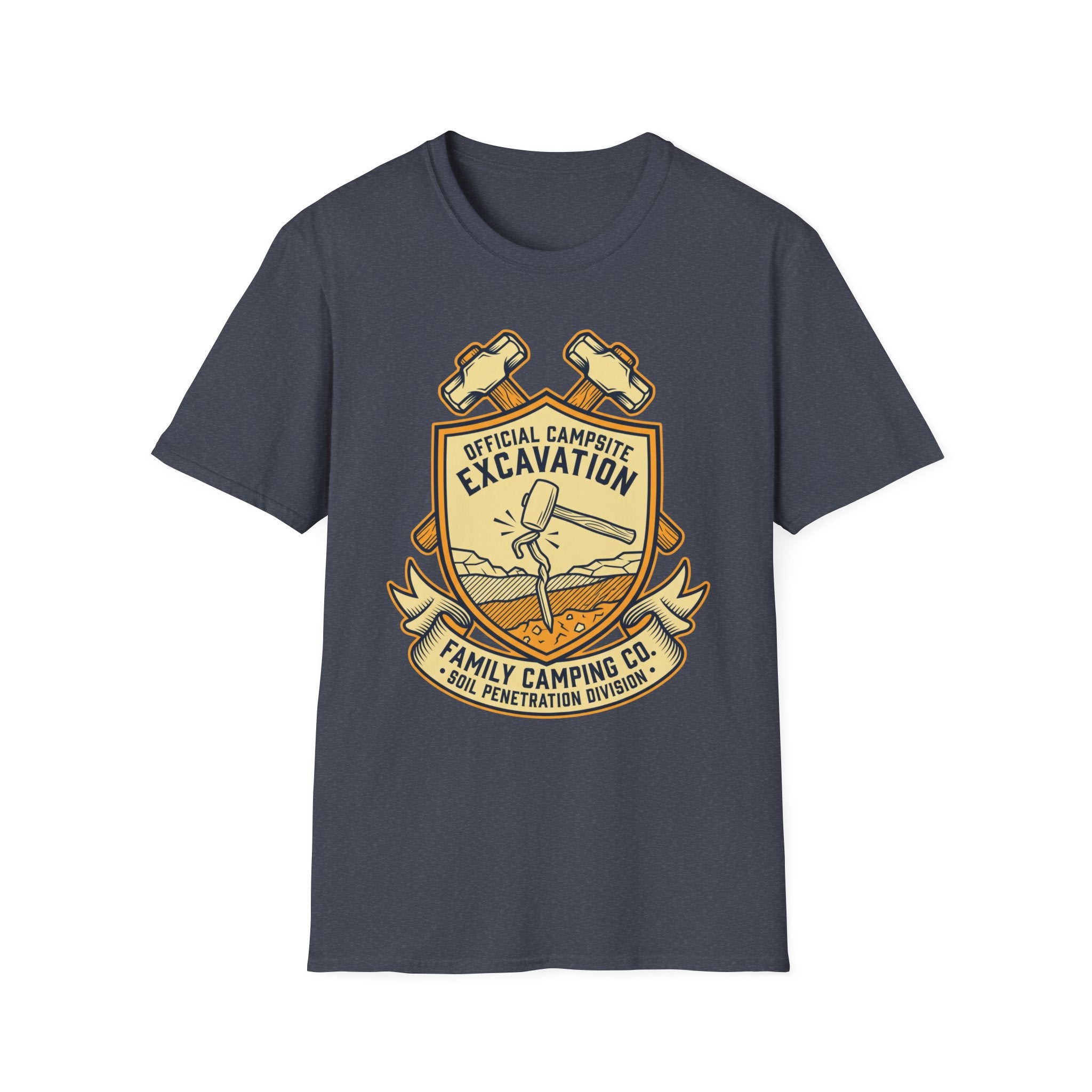 Official Campsite Excavation — Family Camping Co Soil Penetration Division T-Shirt