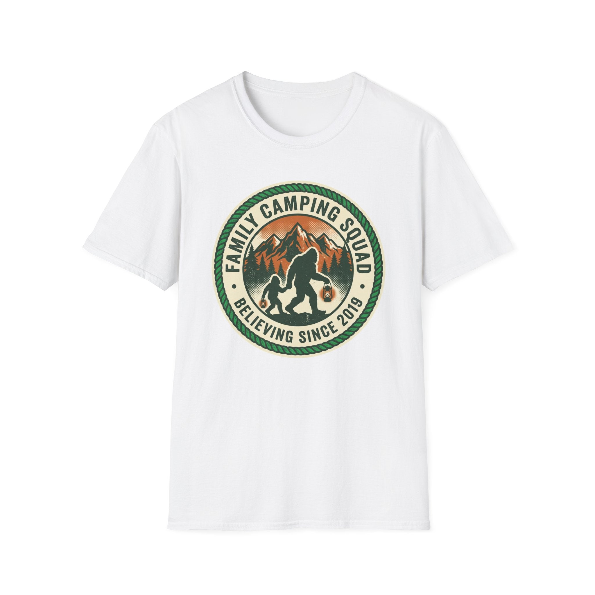 Family Camping Squad — Believing Since 2019 With Bigfoot T-Shirt