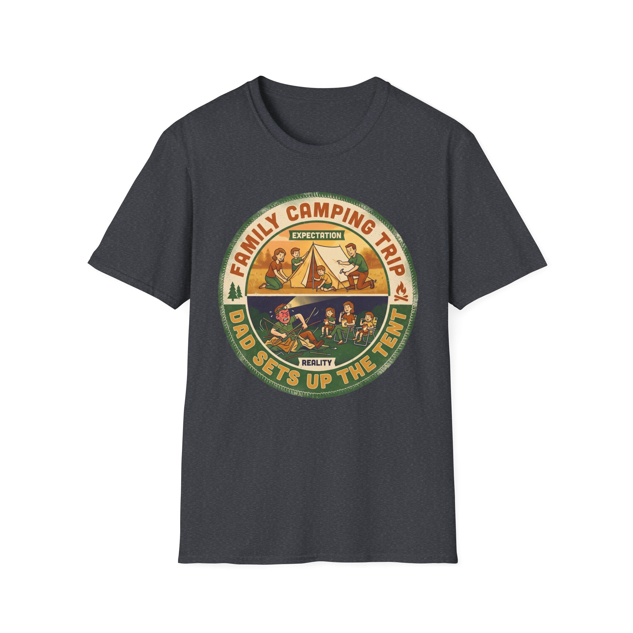 Family Camping Trip — Dad Sets Up The Tent T-Shirt