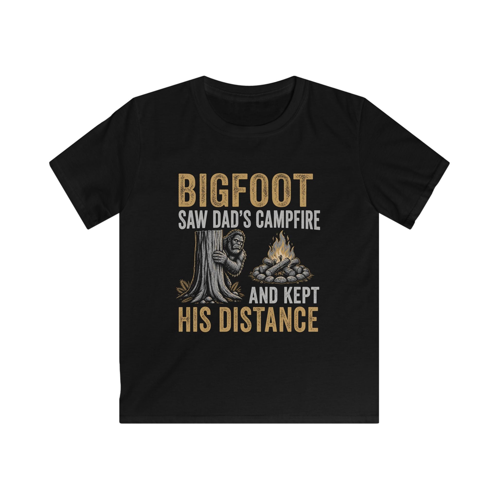 Bigfoot Saw Dad's Campfire — And Kept His Distance Matching Kids T-Shirt