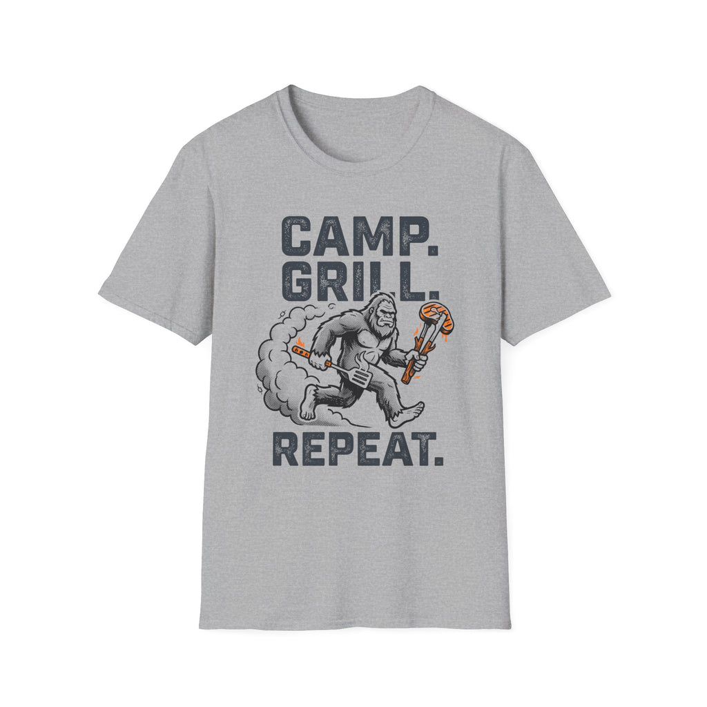 Camp, Grill, Repeat — With Bigfoot T-Shirt