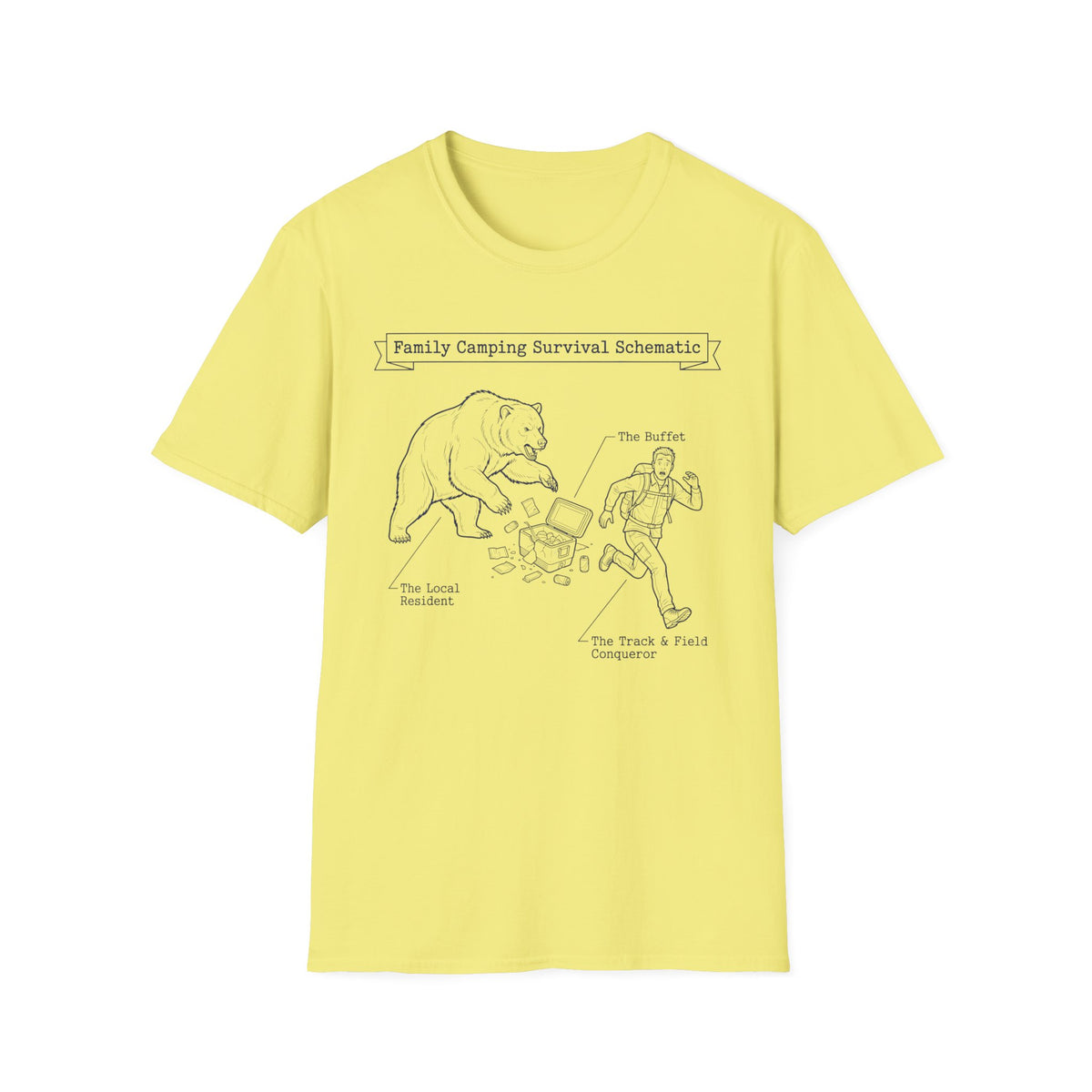 Family Camping Survival Schematic With The Bear T-Shirt