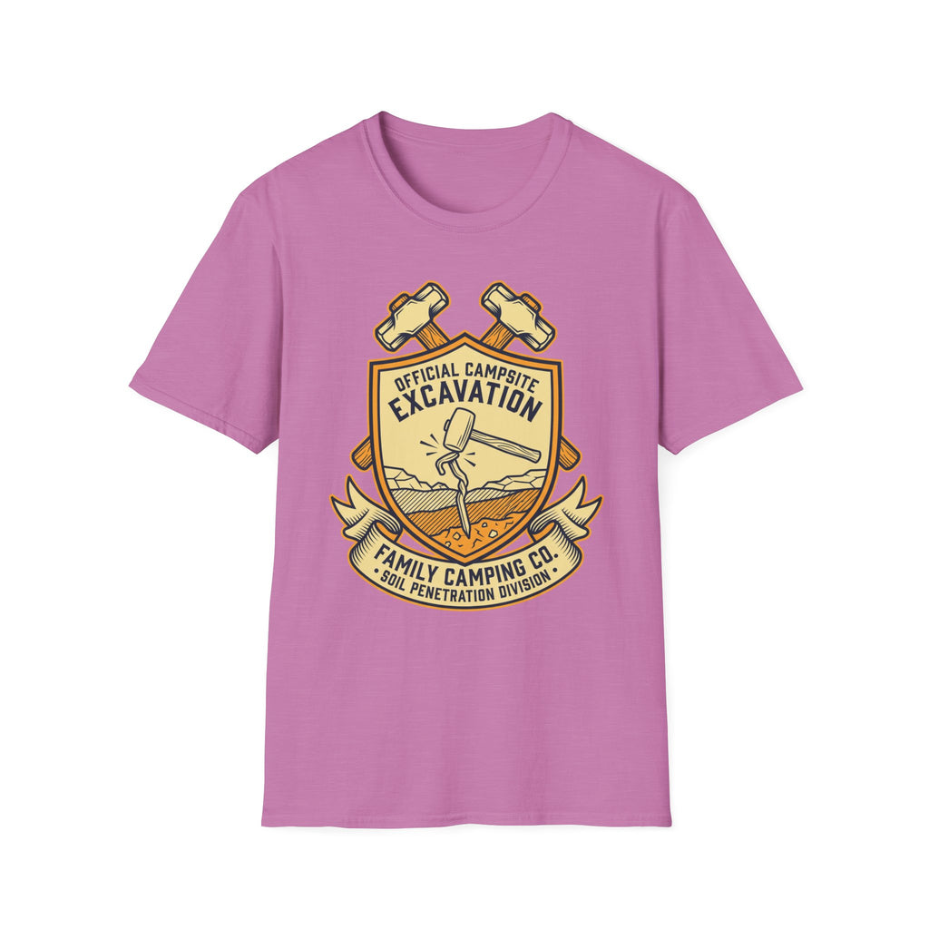 Official Campsite Excavation — Family Camping Co Soil Penetration Division T-Shirt