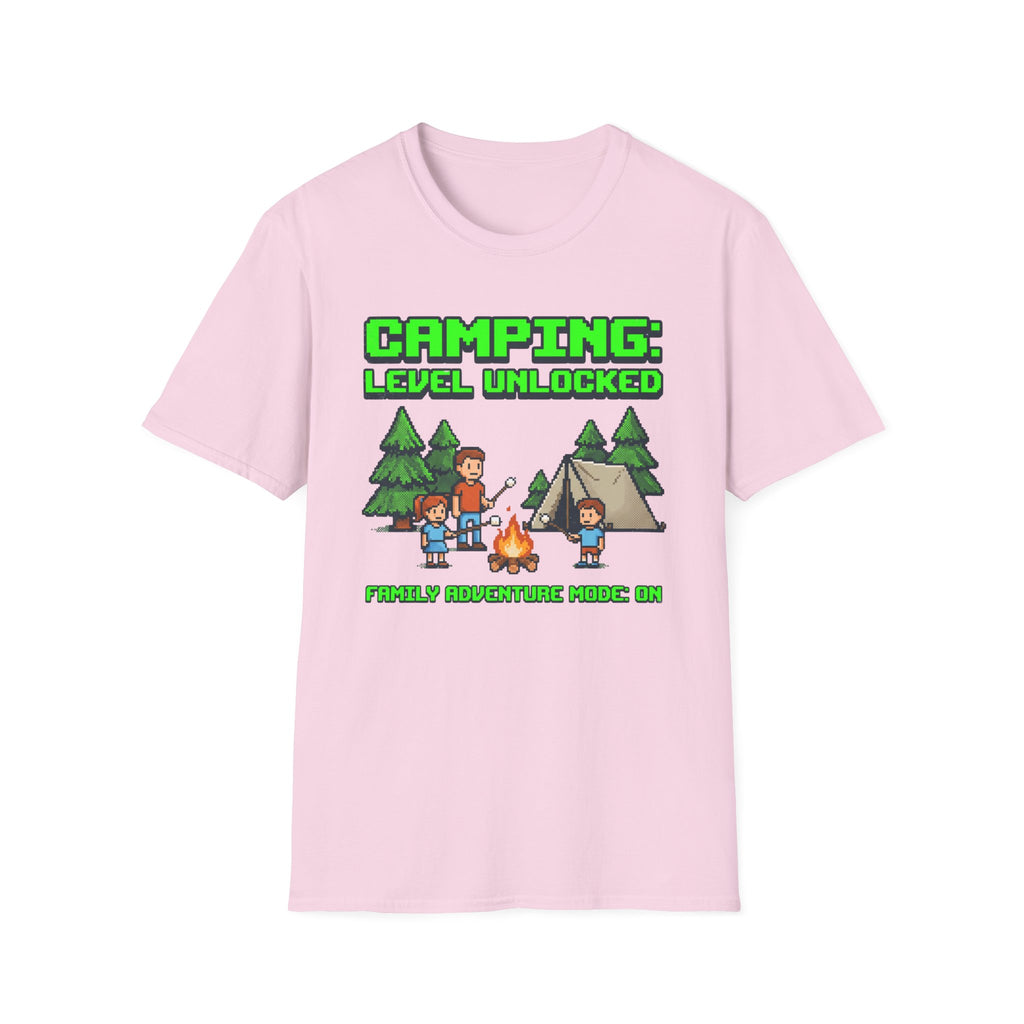 Camping — Level Unlocked Family Adventure Mode On 8-Bit T-Shirt