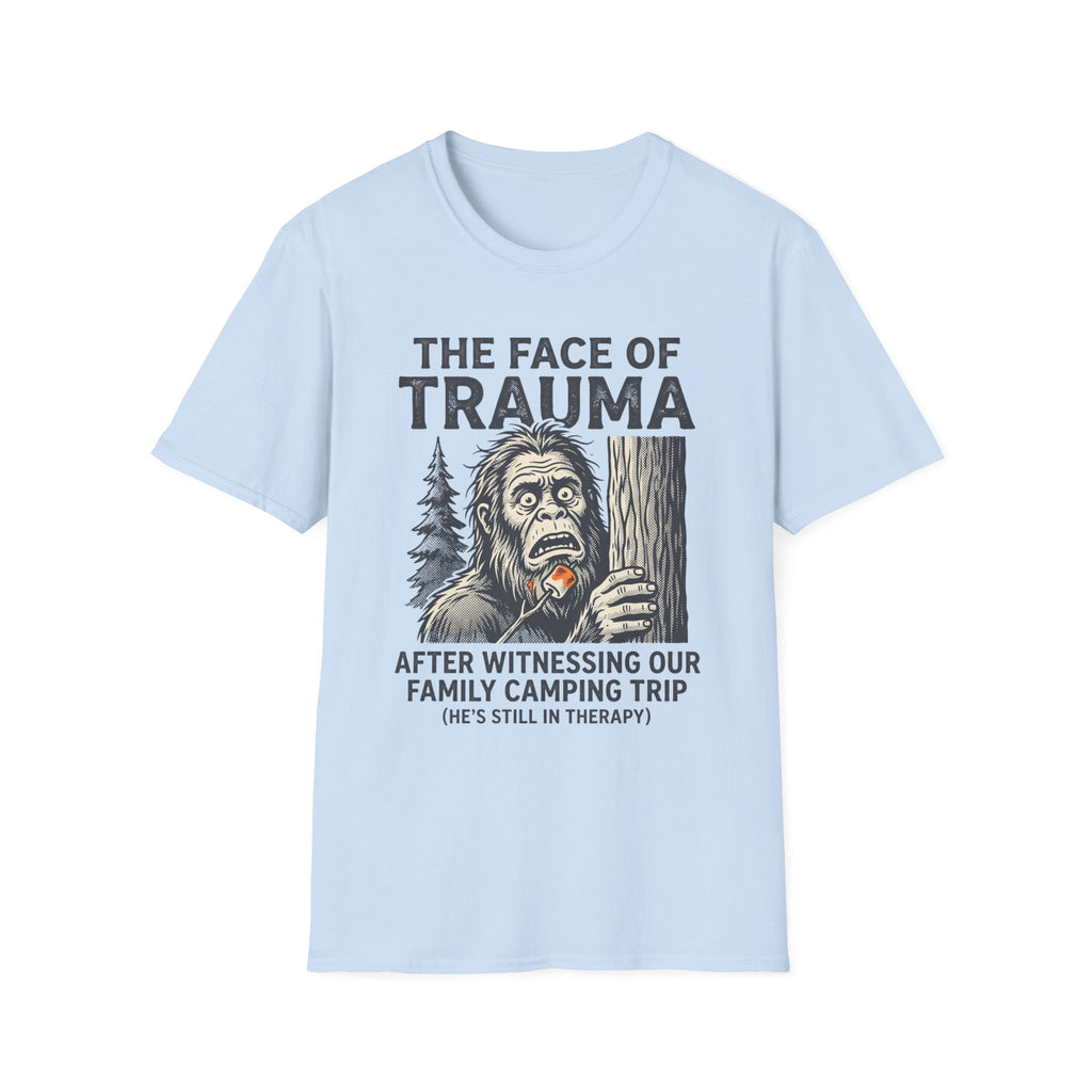 The Face Of Trauma After Witnessing Our Family Camping Trip — With Bigfoot T-Shirt