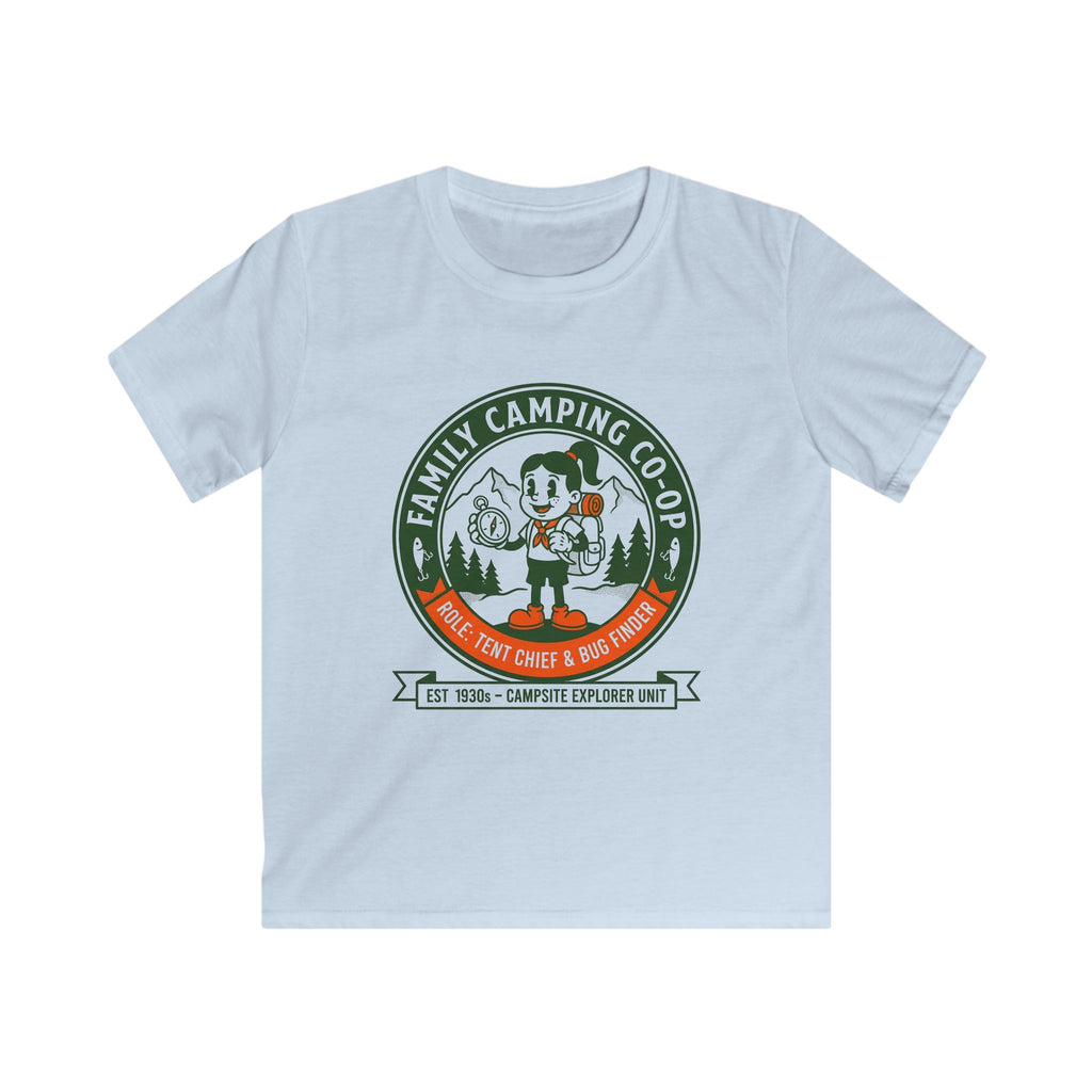 Family Camping Coop — Tent Chief & Bug Finder Matching Kids T-Shirt