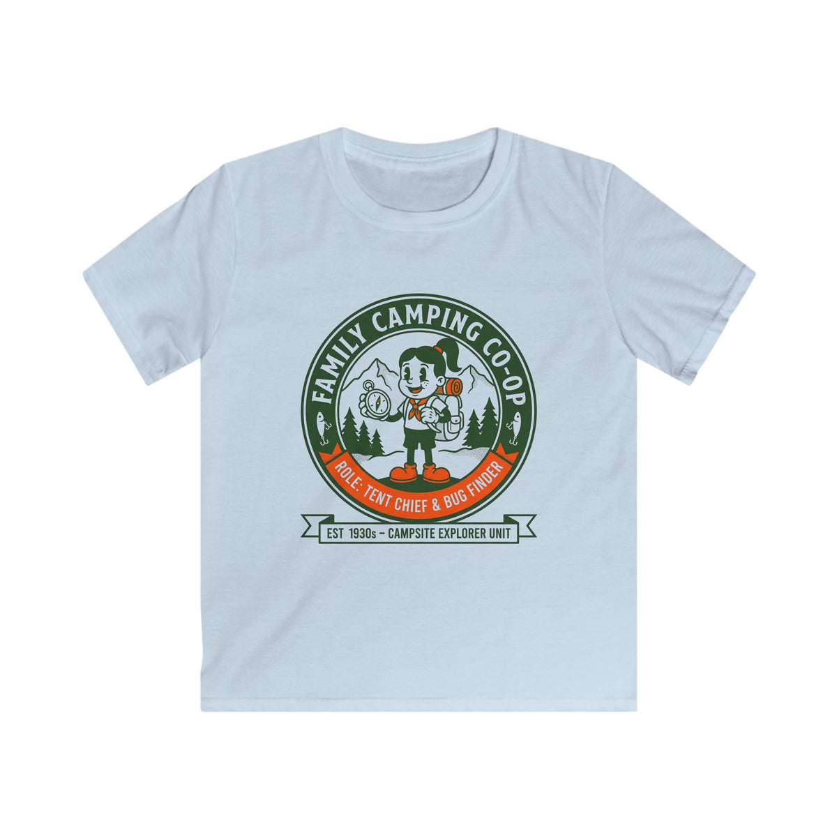Family Camping Coop — Tent Chief & Bug Finder Matching Kids T-Shirt