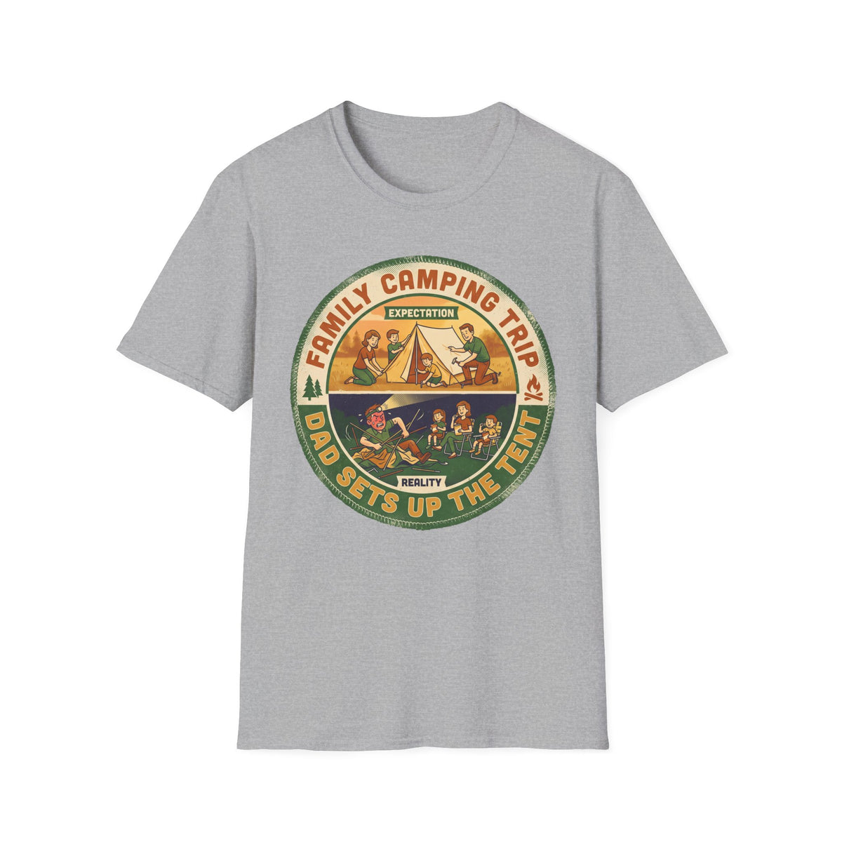 Family Camping Trip — Dad Sets Up The Tent T-Shirt