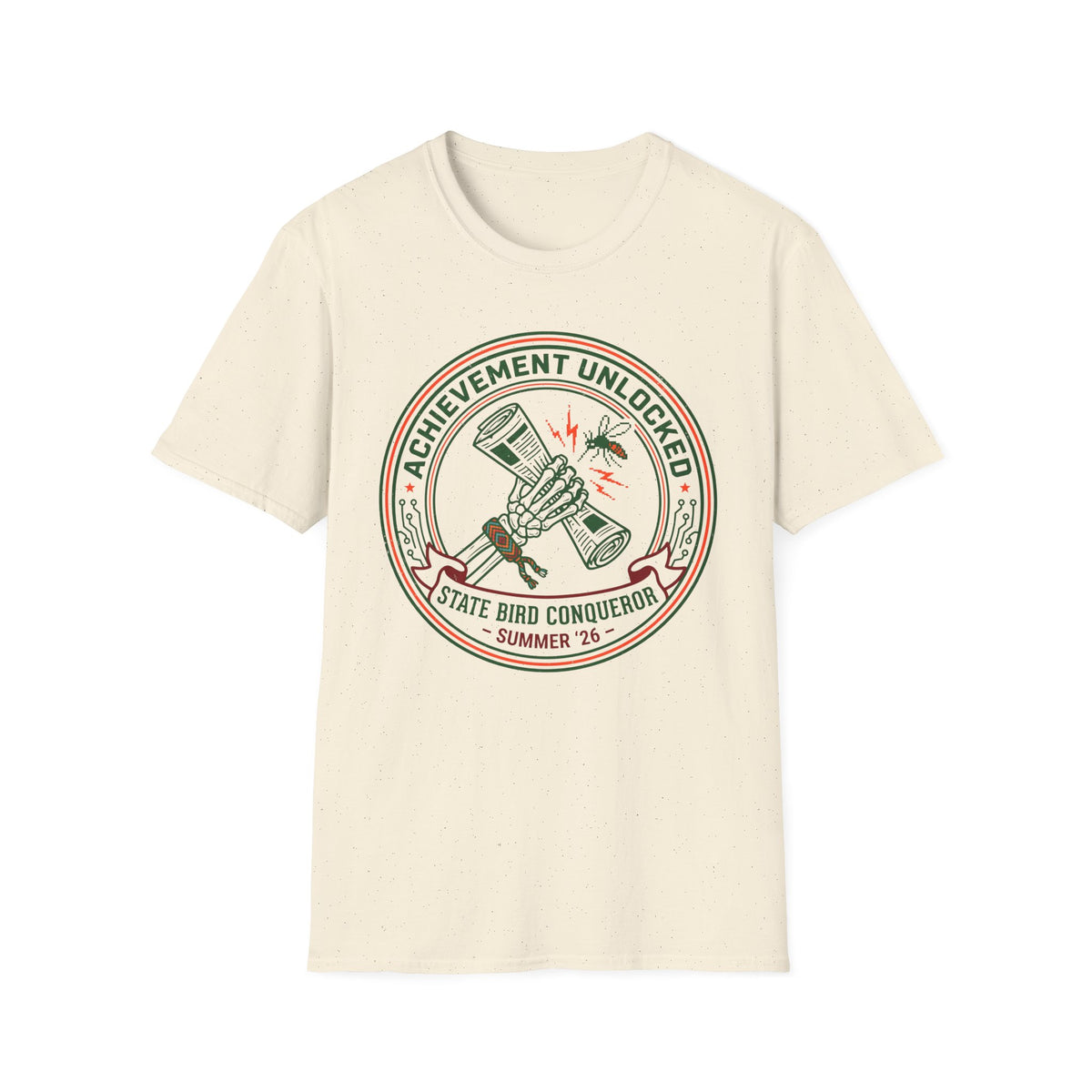 Achievement Unlocked — State Bird Conqueror With Mosquito And Skeleton T-Shirt