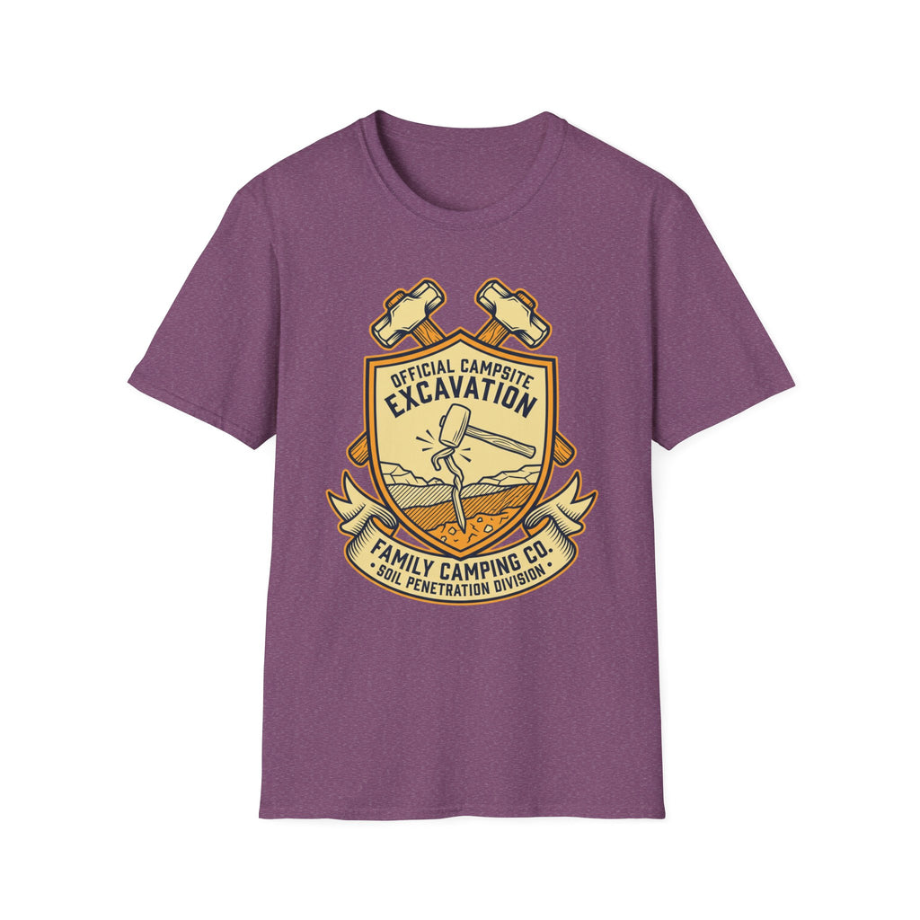 Official Campsite Excavation — Family Camping Co Soil Penetration Division T-Shirt