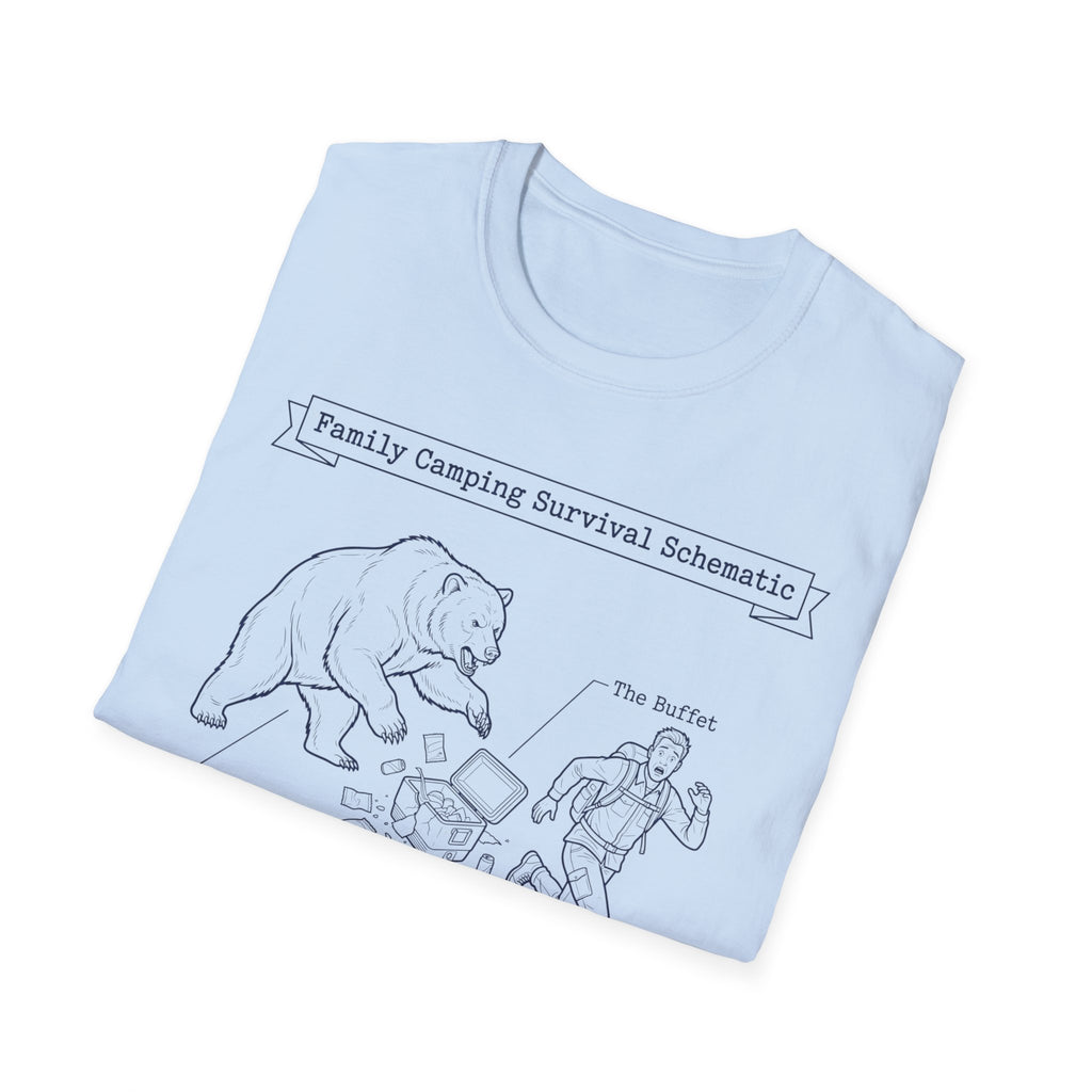 Family Camping Survival Schematic With The Bear T-Shirt