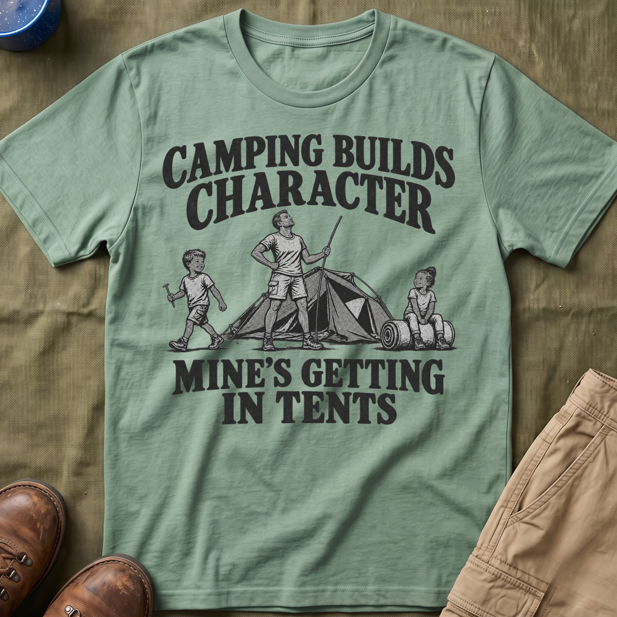 Camping Builds Character Dad T-Shirt