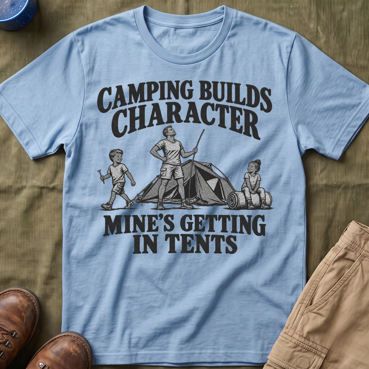 Camping Builds Character Dad T-Shirt