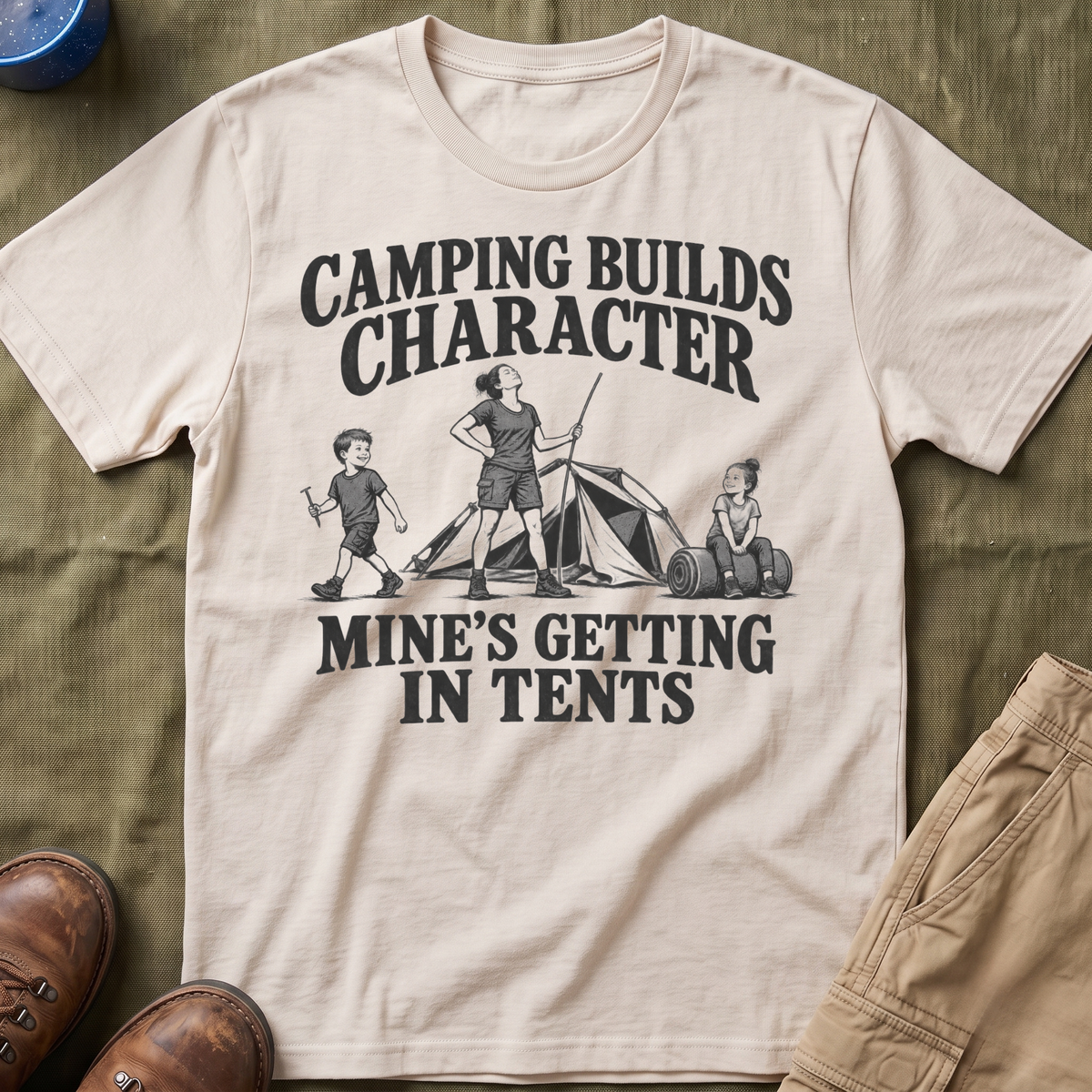 Camping Builds Character Mom T-Shirt