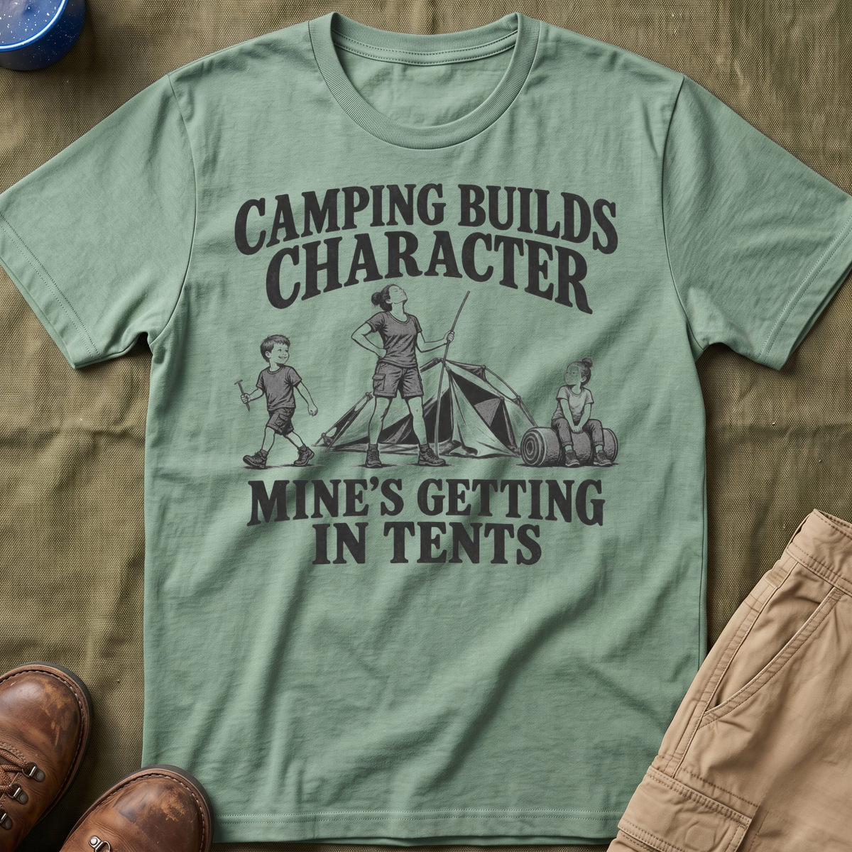 Camping Builds Character Mom T-Shirt