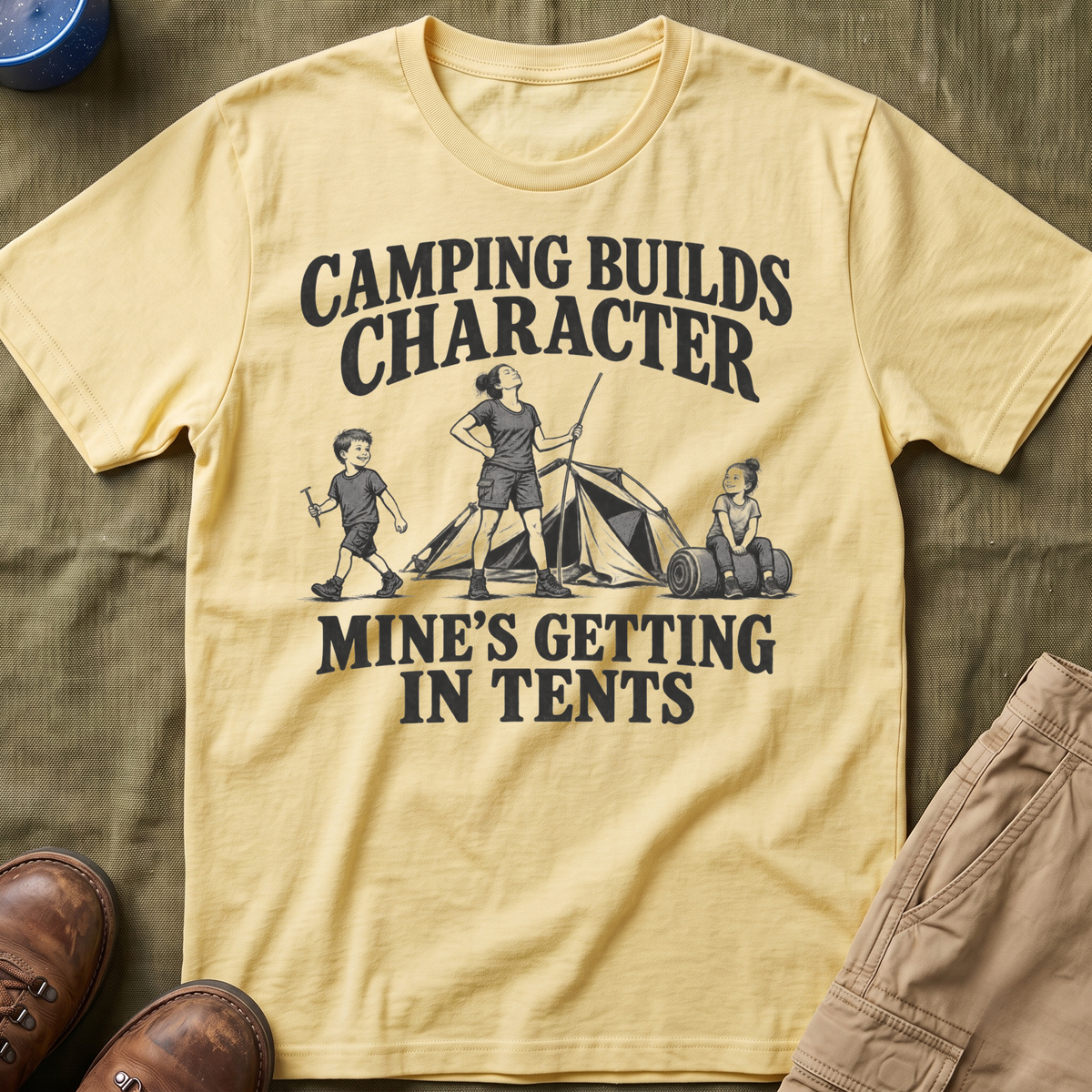 Camping Builds Character Mom T-Shirt