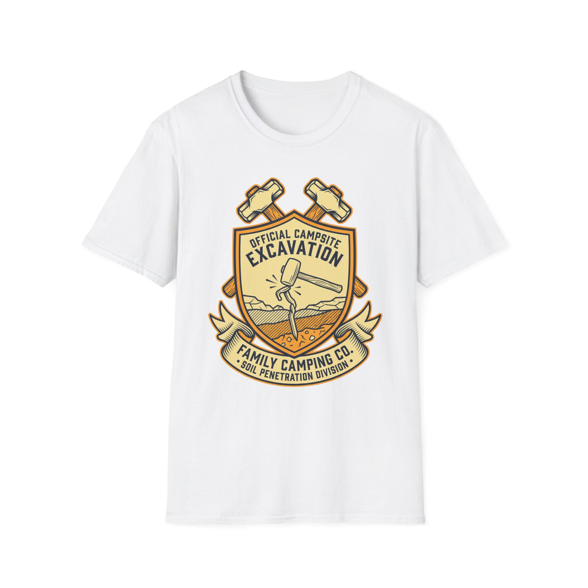 Official Campsite Excavation — Family Camping Co Soil Penetration Division T-Shirt