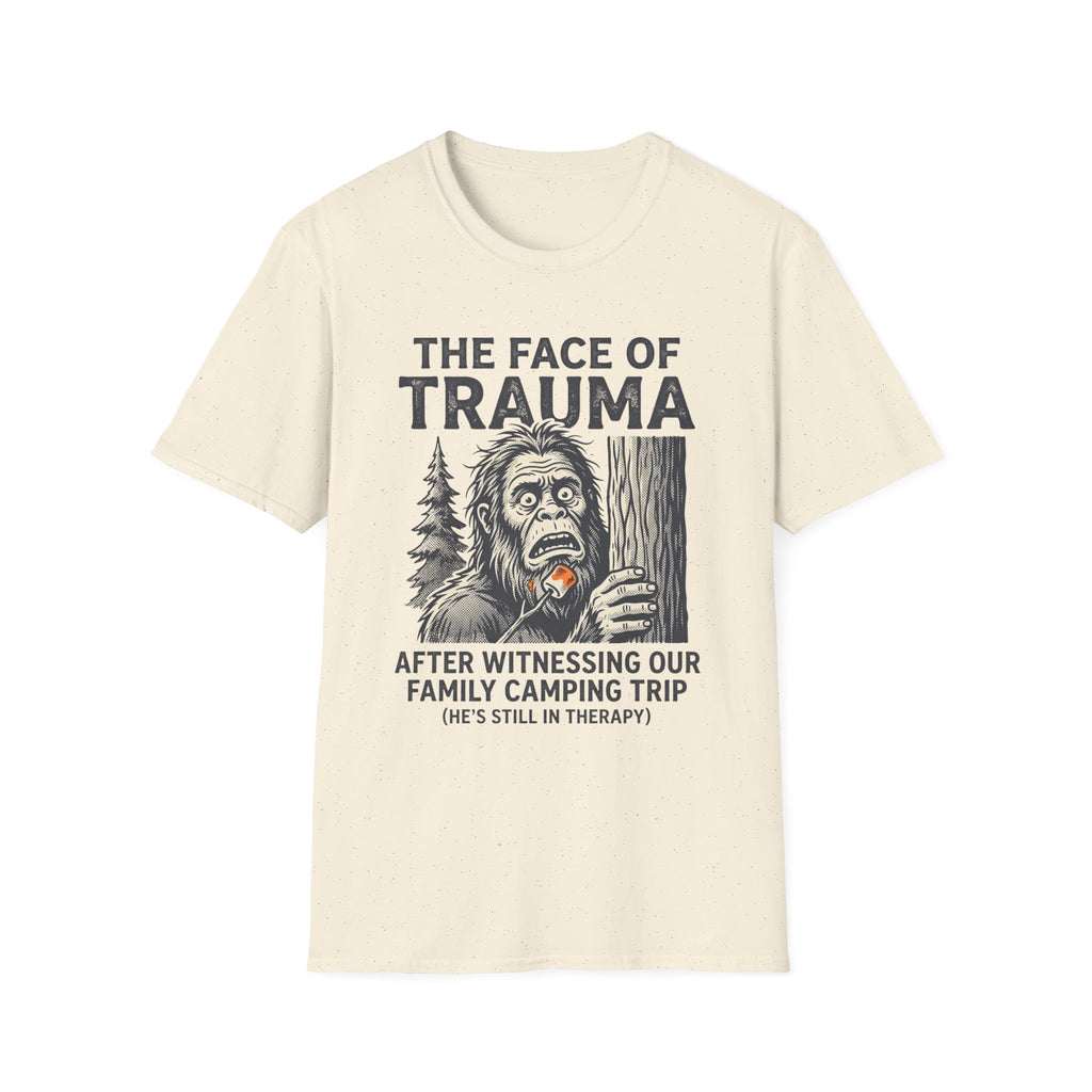 The Face Of Trauma After Witnessing Our Family Camping Trip — With Bigfoot T-Shirt