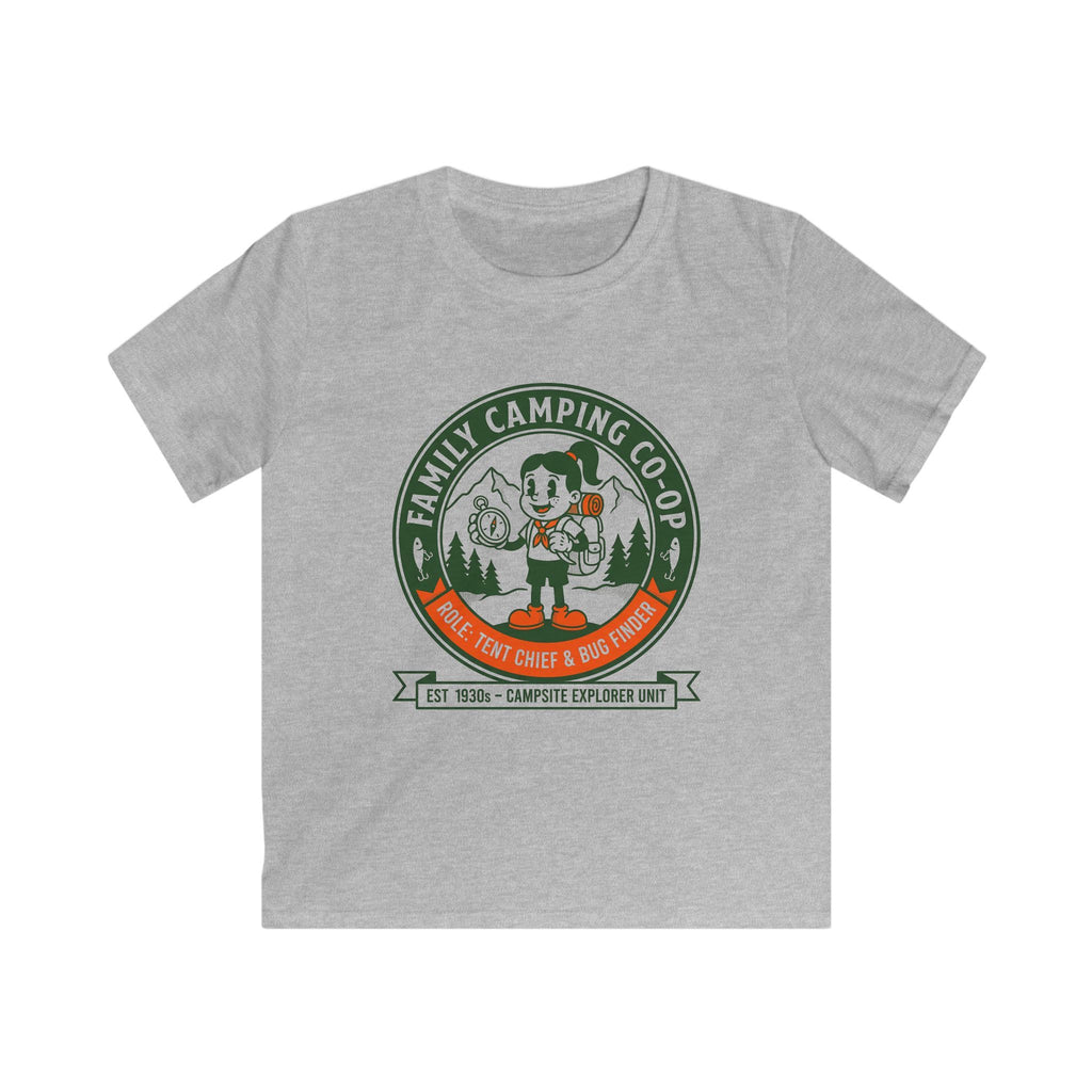 Family Camping Coop — Tent Chief & Bug Finder Matching Kids T-Shirt