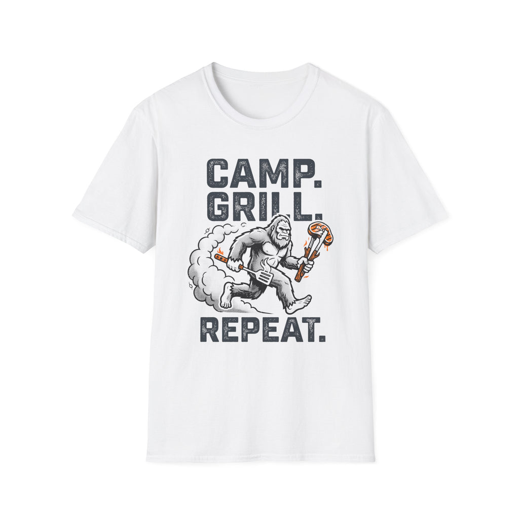 Camp, Grill, Repeat — With Bigfoot T-Shirt