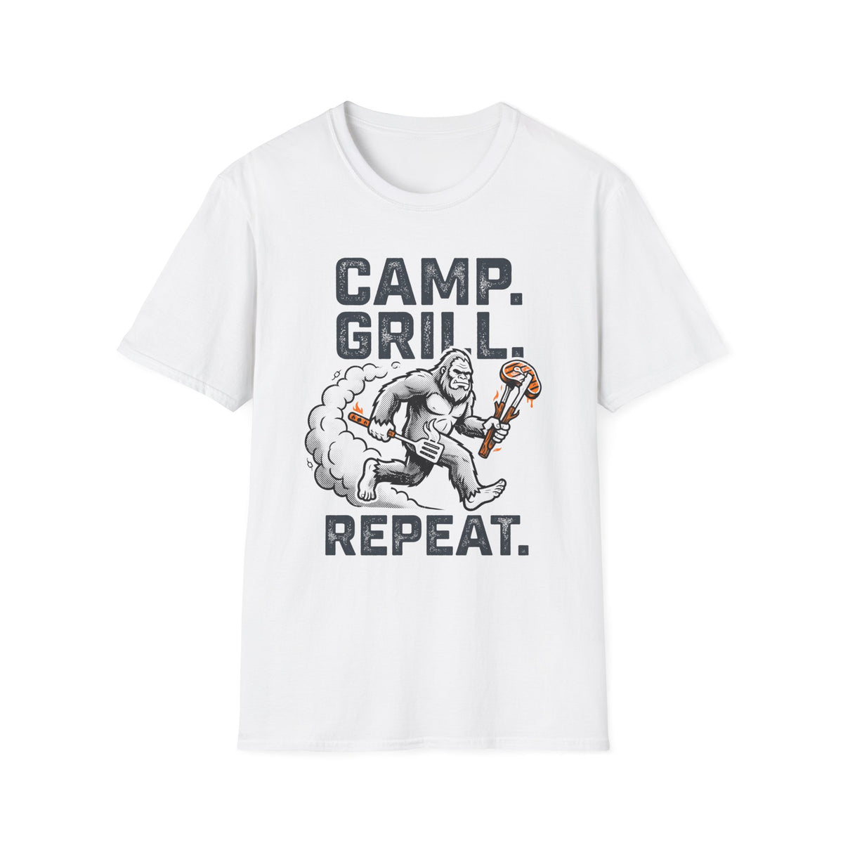 Camp, Grill, Repeat — With Bigfoot T-Shirt