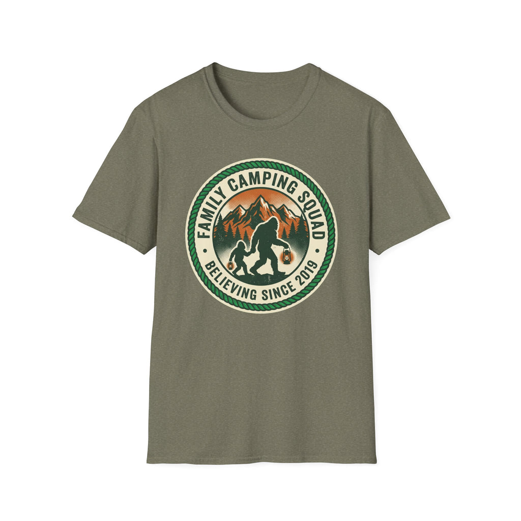Family Camping Squad — Believing Since 2019 With Bigfoot T-Shirt