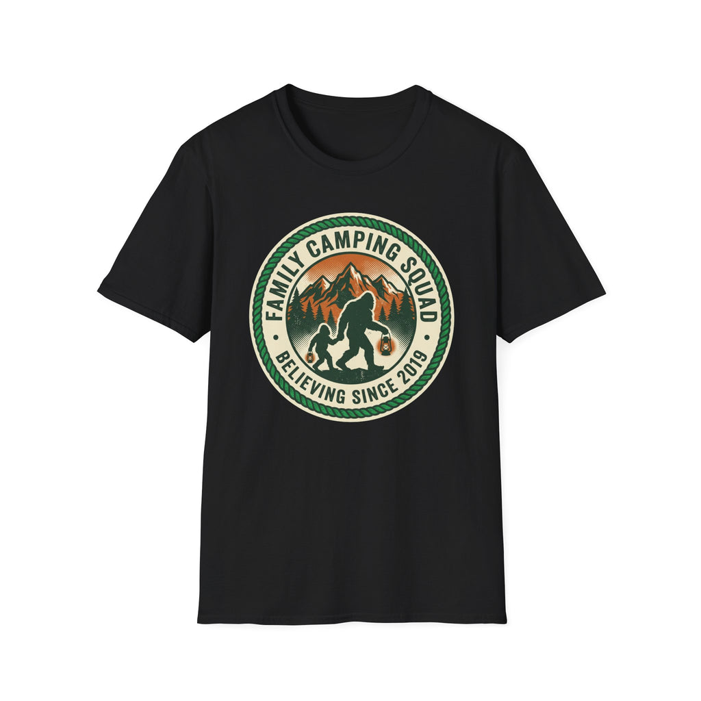 Family Camping Squad — Believing Since 2019 With Bigfoot T-Shirt